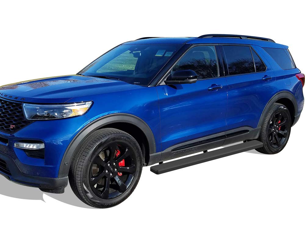 Black Powder Coated 5-Inch Running Boards Nerf Bars Side Steps for 2020-2025 Ford Explorer 4-Door SUV - Durable Off-Road Protection & Easy Step Access