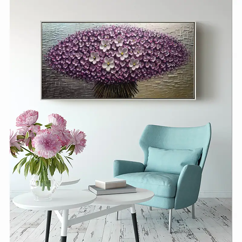 Flower and Tree Painting #FT009 - Handmade Canvas Art for Home Decor, Office Wall Art, and Living Room Aesthetic