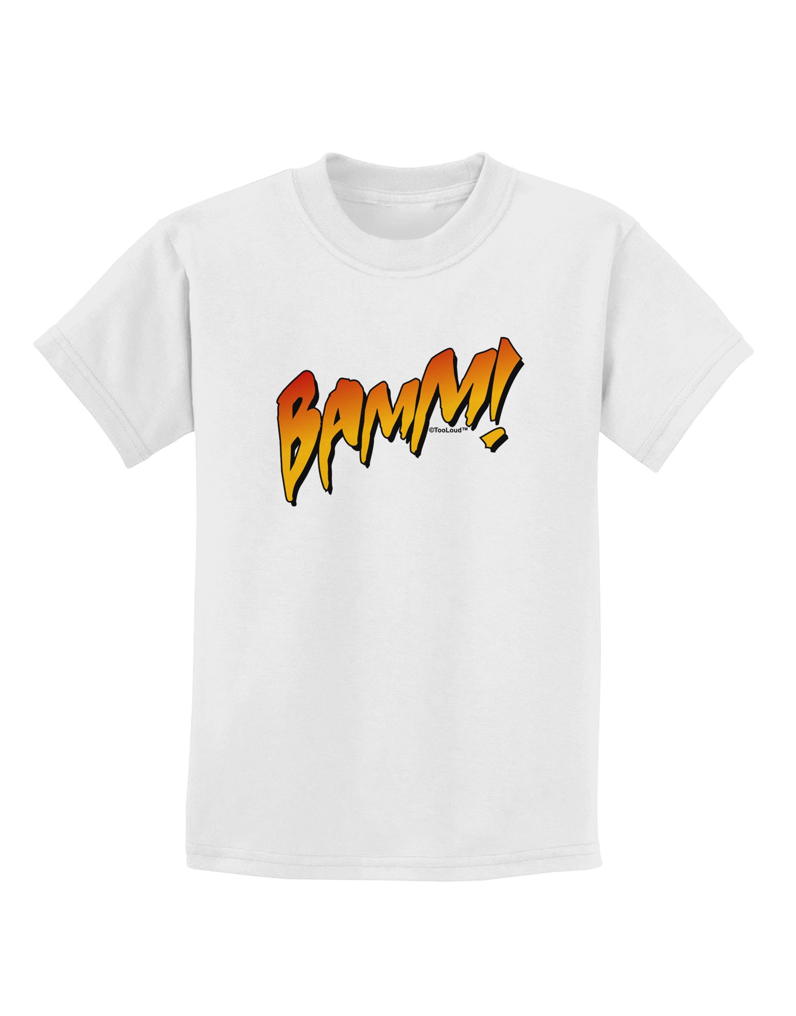 TooLoud Onomatopoeia BAMM Graphic Kids T-Shirt - Fun Cartoon Sound Design for Playdates & School Activities