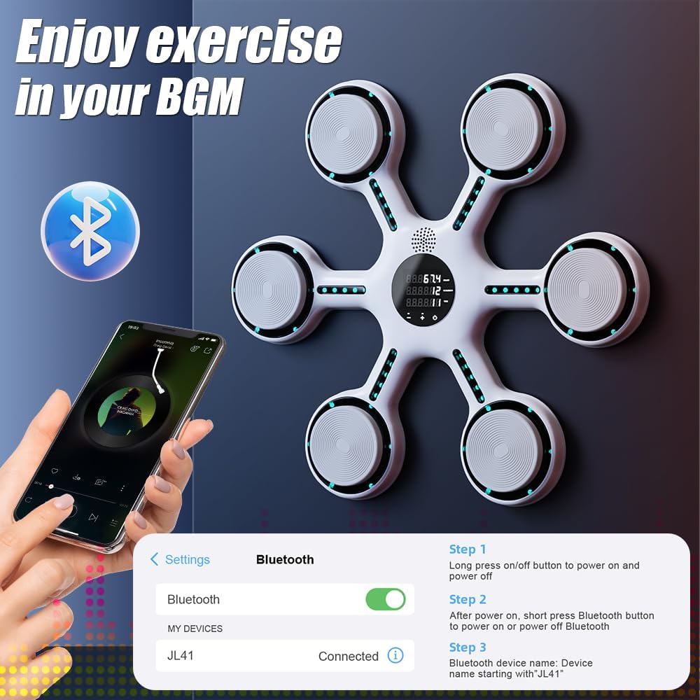 Professional Smart Bluetooth Boxing Machine - Large Wall-Mounted Music Training Equipment for Home Gym | Boxing Workout Machine for Adults & Kids | Perfect for Fitness Training, Stress Relief & Family Fun