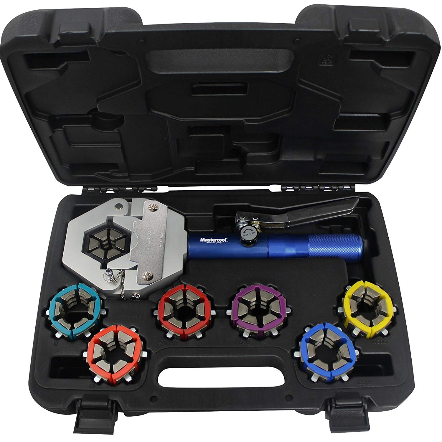Mastercool 71500 A Hydra Krimp Deluxe AC Crimper Kit - Professional HVAC Tool for Crimping Copper & Aluminum Terminals | Perfect for AC Repair, Electrical Work & Automotive Applications