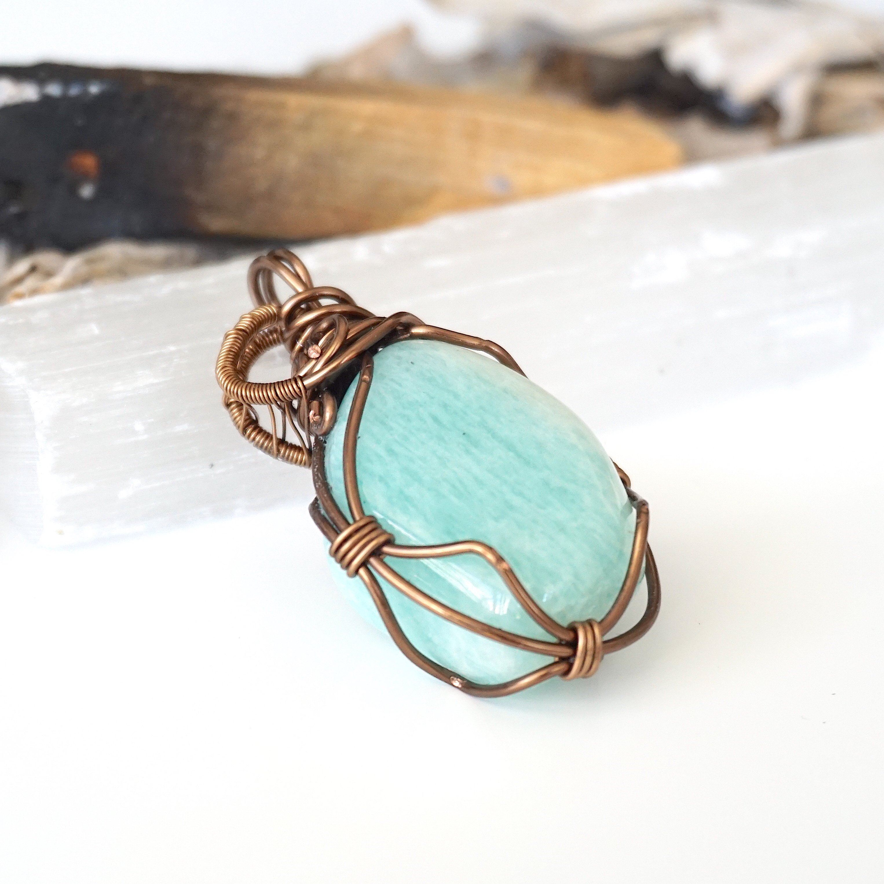 Antique Bronze Amazonite Necklace for Women - Healing Stone Jewelry, Spiritual Gift for Meditation & Energy Balance - Perfect for Yoga, Reiki & Boho Fashion