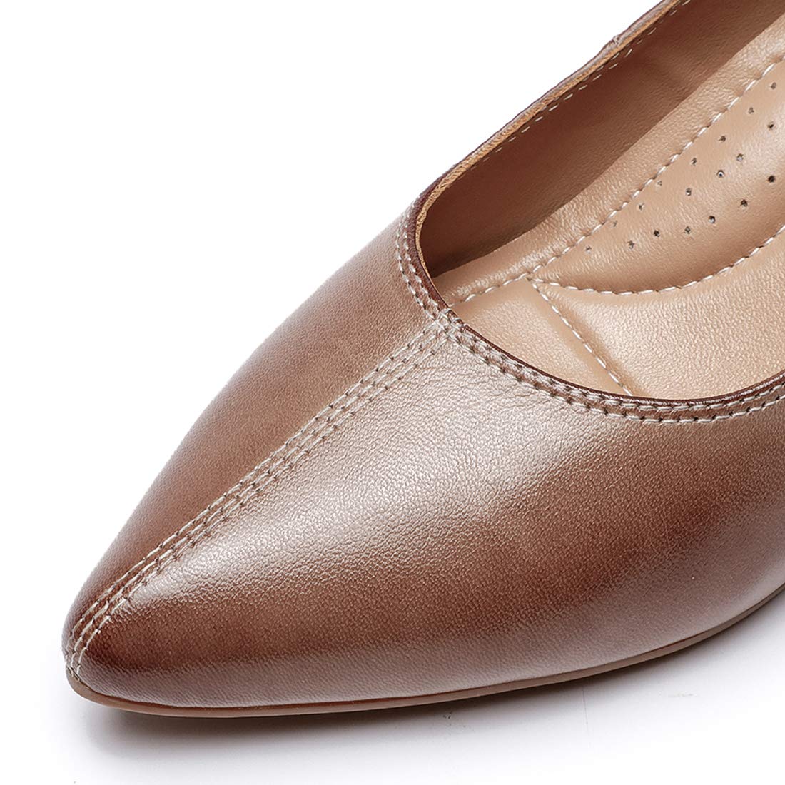 Women's Leather Pumps - Pointed Toe Medium Heel Dress Shoes for Office & Professional Women | Comfortable Work Shoes for Business, Wedding & Formal Occasions
