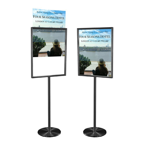 22x28 Deluxe Hospitality Sign Holder Floor Stand with Brass Finishes - Double Sided Frame for Restaurant, Hotel & Event Displays