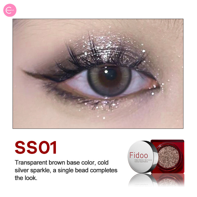 Fidoo Shimmering Gemstone Single Eyeshadow - Long Lasting, Highly Pigmented Mineral Makeup for Everyday & Party Wear - Perfect for Daytime Office Look or Glamorous Night Out