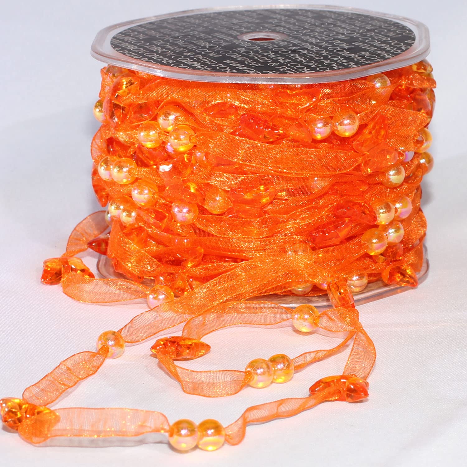 Orange Narrow Organdy Ribbon with Butterfly Tulle - 3/8