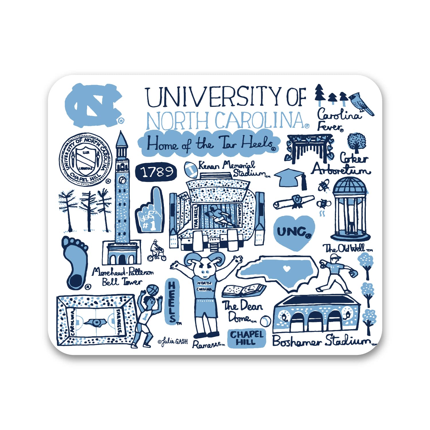 OTM Essentials UNC Standard Fabric Mouse Pad - Non-Slip Desk Accessory for Gaming & Office Use - Perfect for UNC Fans, Students & Gamers