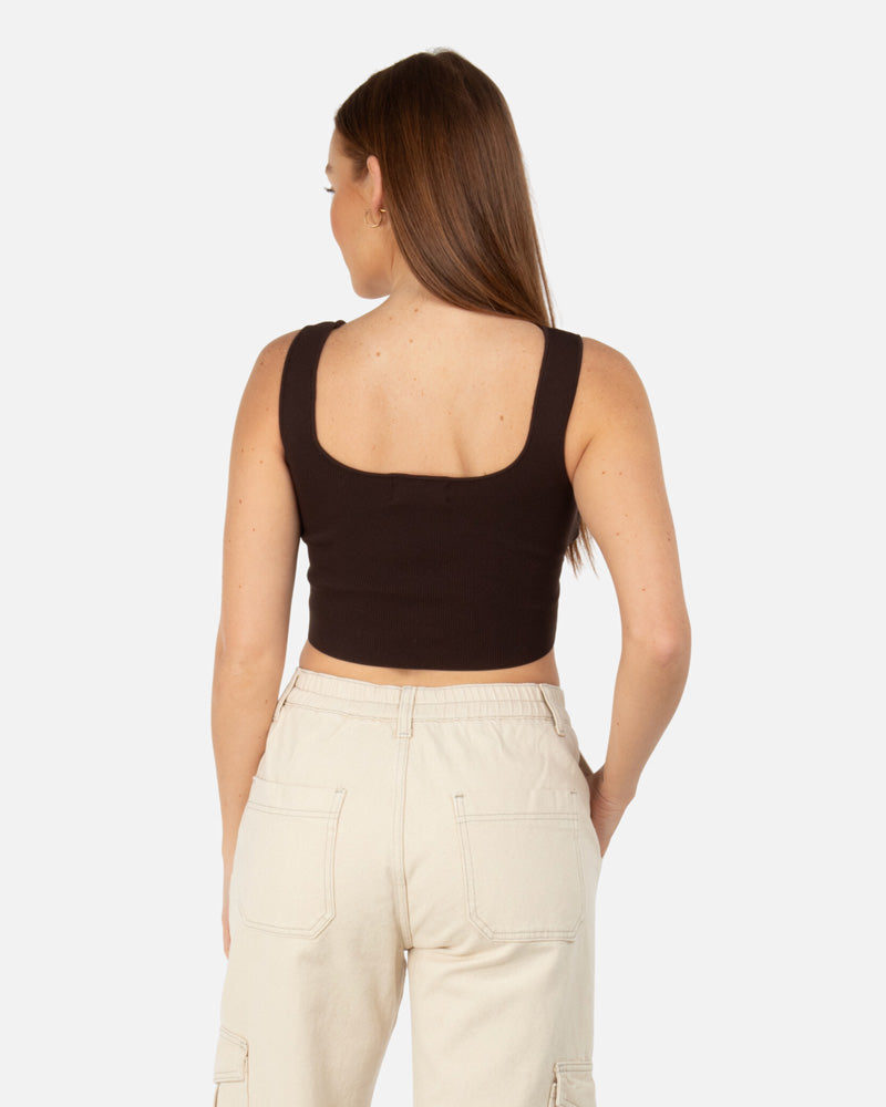 SSS Realism Pisces Scoop Tank Top in Mocha - Stylish & Comfortable for Casual Wear, Yoga, and Beach Outfits