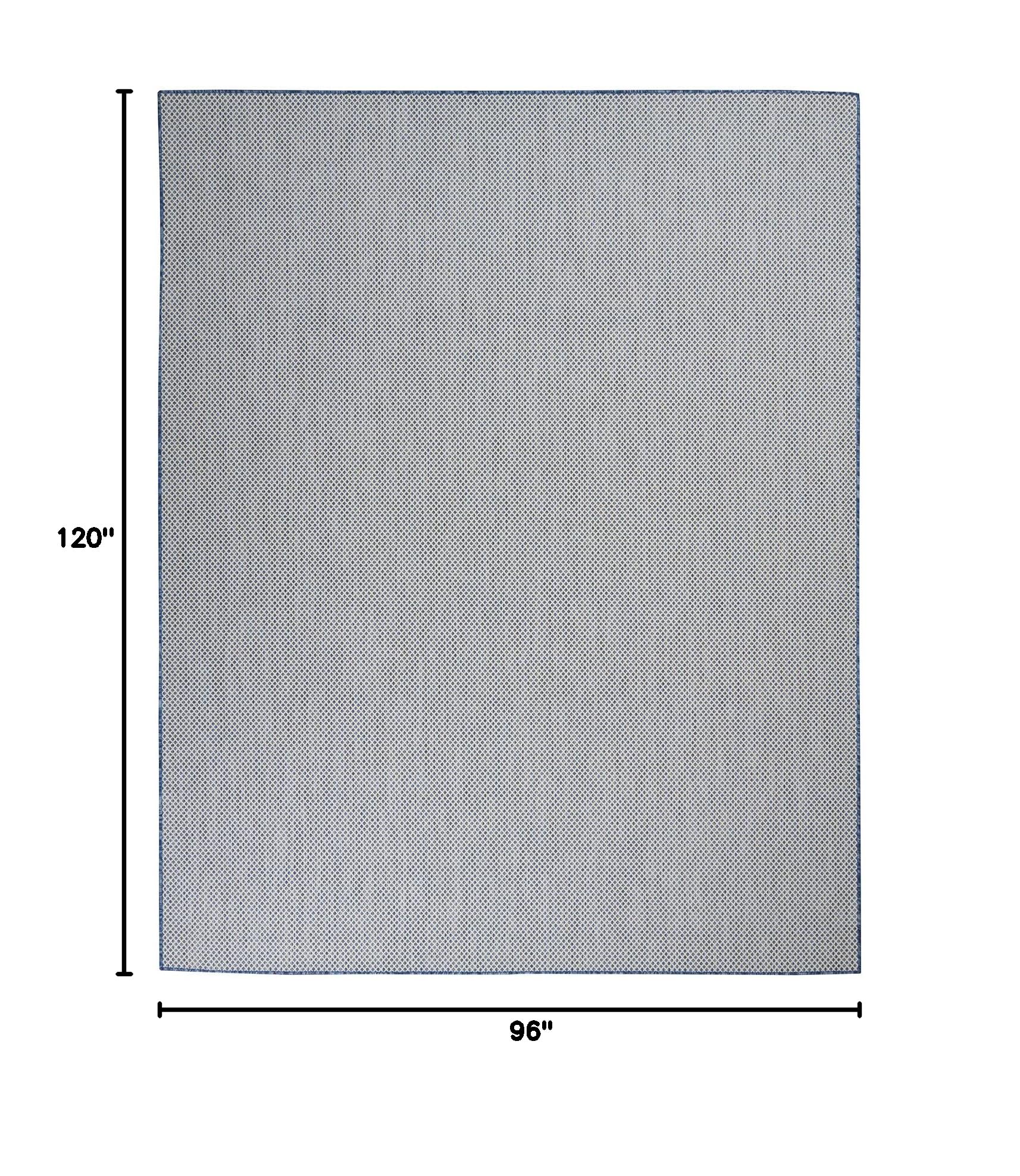 Nourison Courtyard 8' x 10' Indoor/Outdoor Area Rug - Ivory Blue Geometric Design, Easy to Clean, Non-Shedding - Perfect for Bedroom, Living Room, Dining Room, Deck, Patio & Backyard (8x10) | Durable & Stylish Home Decor for All Seasons
