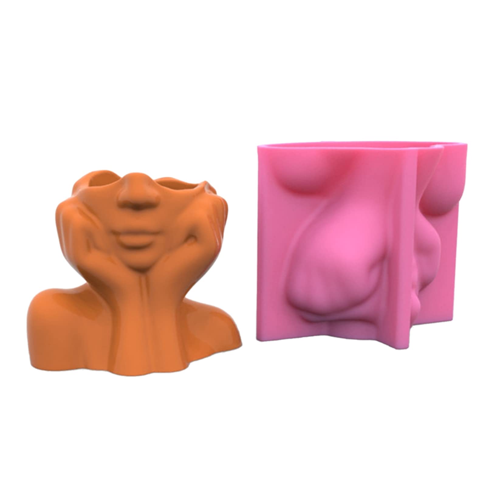 Succulent Flower Pot Resin Mold - Human Face Head Planter Silicone Mold for Gypsum, Cement, Concrete & Clay - DIY Craft Molds for Home Garden Decor, Unique Plant Pots & Creative Gifts