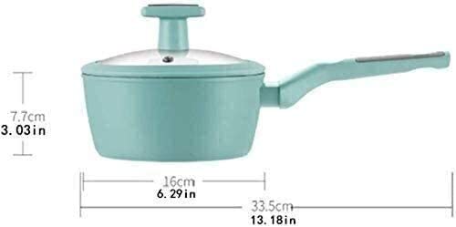Turquoise Green 16cm Non-Stick Flat Bottom Wok Milk Pot - Perfect for Soup, Stew & Small Batch Cooking | Ideal for Home Kitchen, Dorm Cooking & Camping Meals