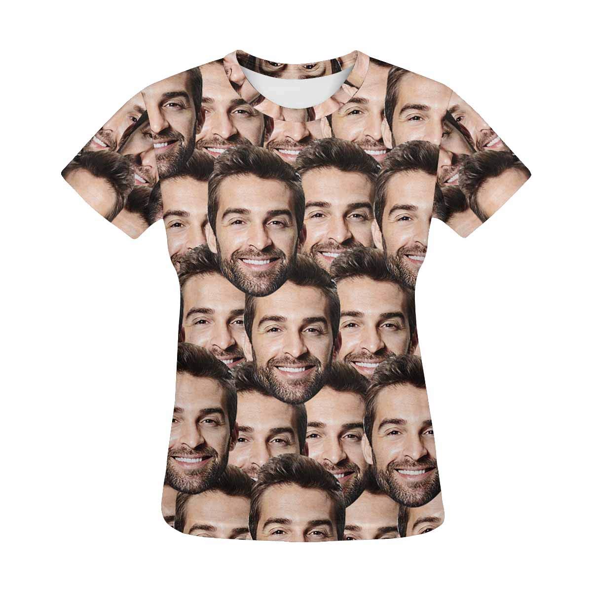 Custom Multi-Face Printed T-Shirts for Women - Personalized Design Your Own Shirt | Casual Wear, Gifts, Parties & Everyday Fashion