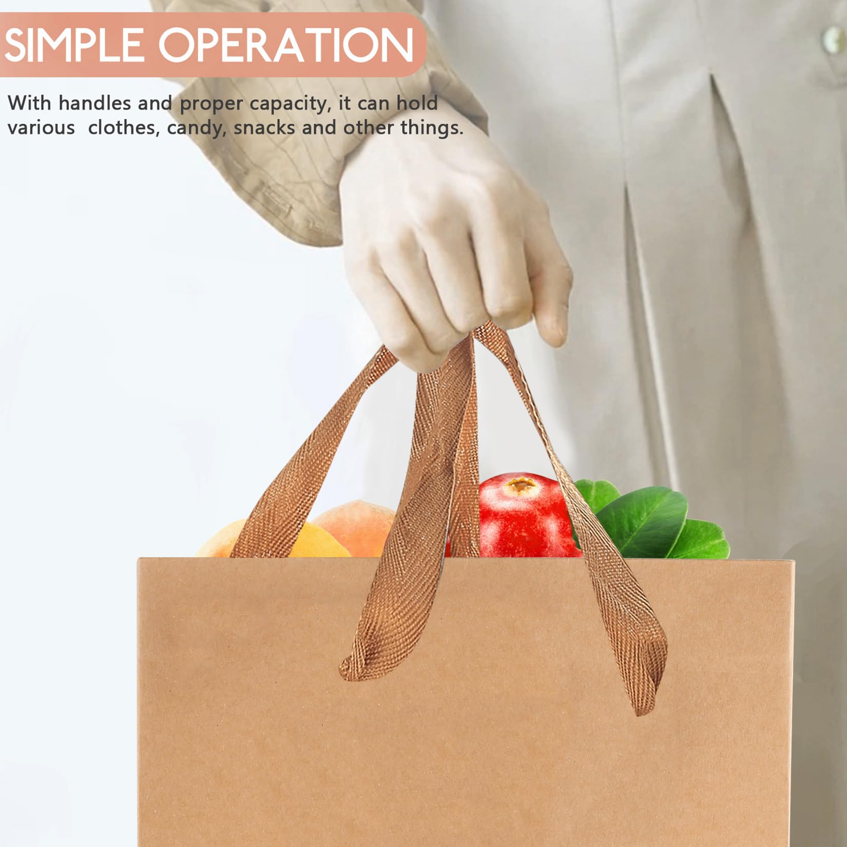 10 Pack Kraft Paper Gift Bags with Handles - Eco-Friendly Brown Shopping Bags for Retail, Small Business, Birthday Parties & Merchandise | Perfect for Party Favors, Boutique Packaging & Sustainable Shopping