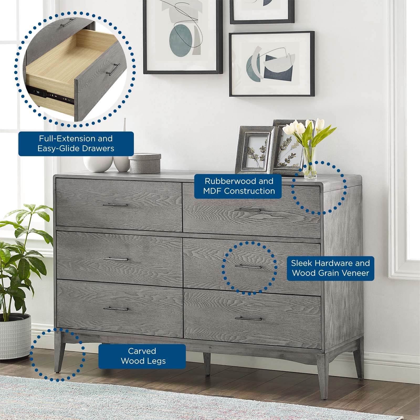 Georgia 4-Piece Twin Bedroom Set - Complete Bed Frame, Nightstand, Dresser & Mirror for Kids & Teens - Perfect for Small Spaces & Guest Rooms