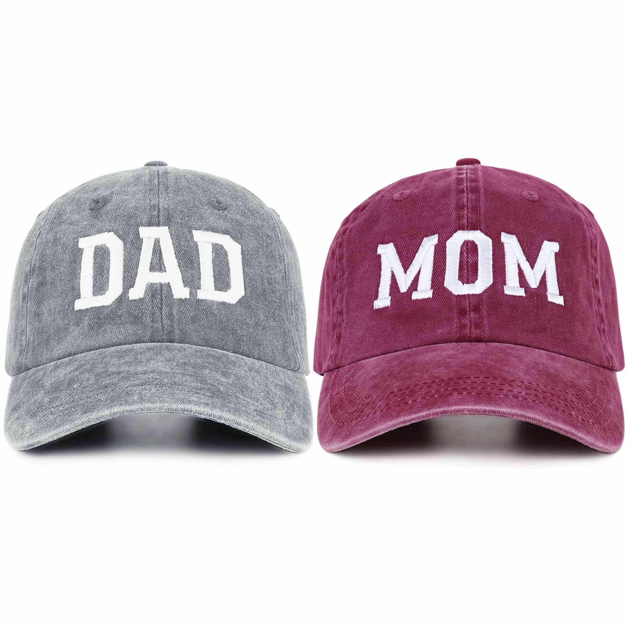 New Parents Baseball Caps - Embroidered Adjustable Dad & Mom Hats - Perfect Couples Gift for Baby Shower, Gender Reveal & Parenting Journey