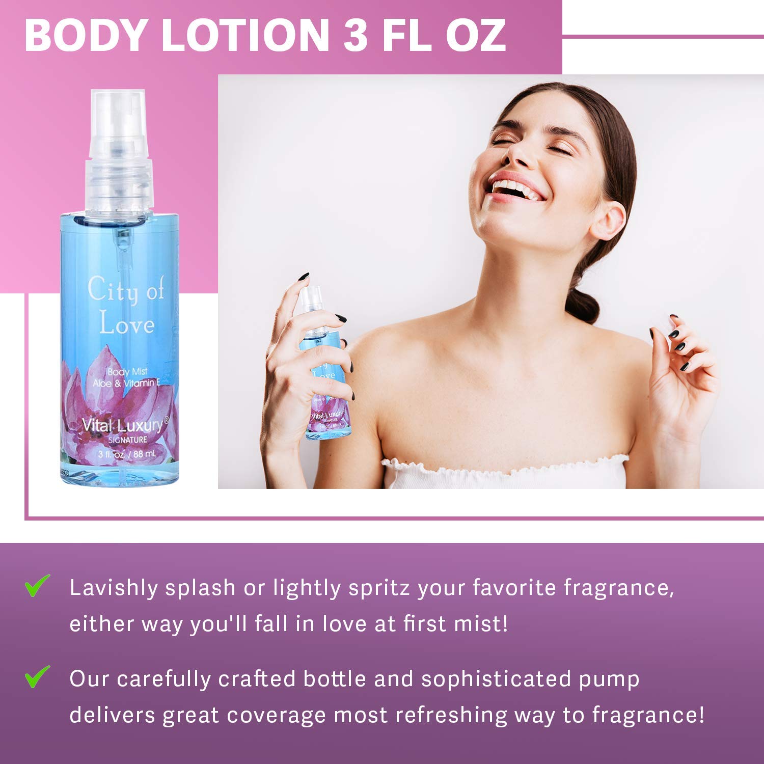 Bath & Body Care Travel Set - Home Spa Kit with Body Lotion, Shower Gel & Fragrance Mist | Personal Body Care Essentials for Travel (City of Love Scent) - Perfect for Vacations, Gifts & Self-Care Moments
