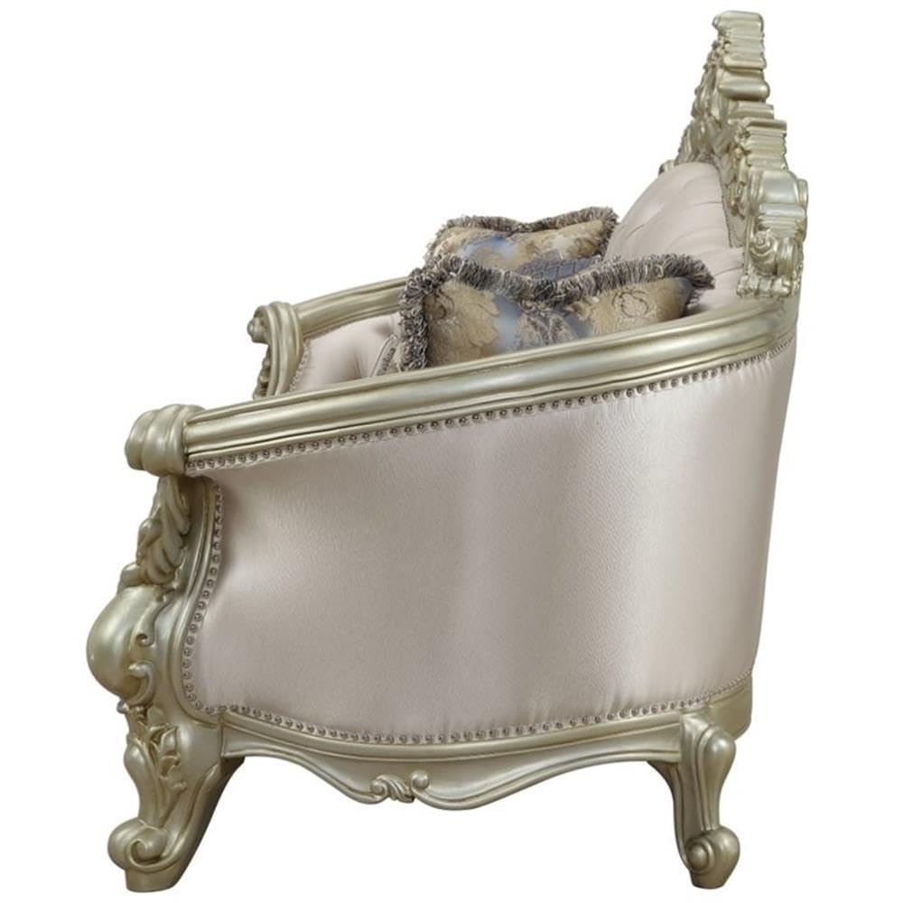 Acme Gorsedd Cream Fabric Sofa with Pillows - Living Room Luxury