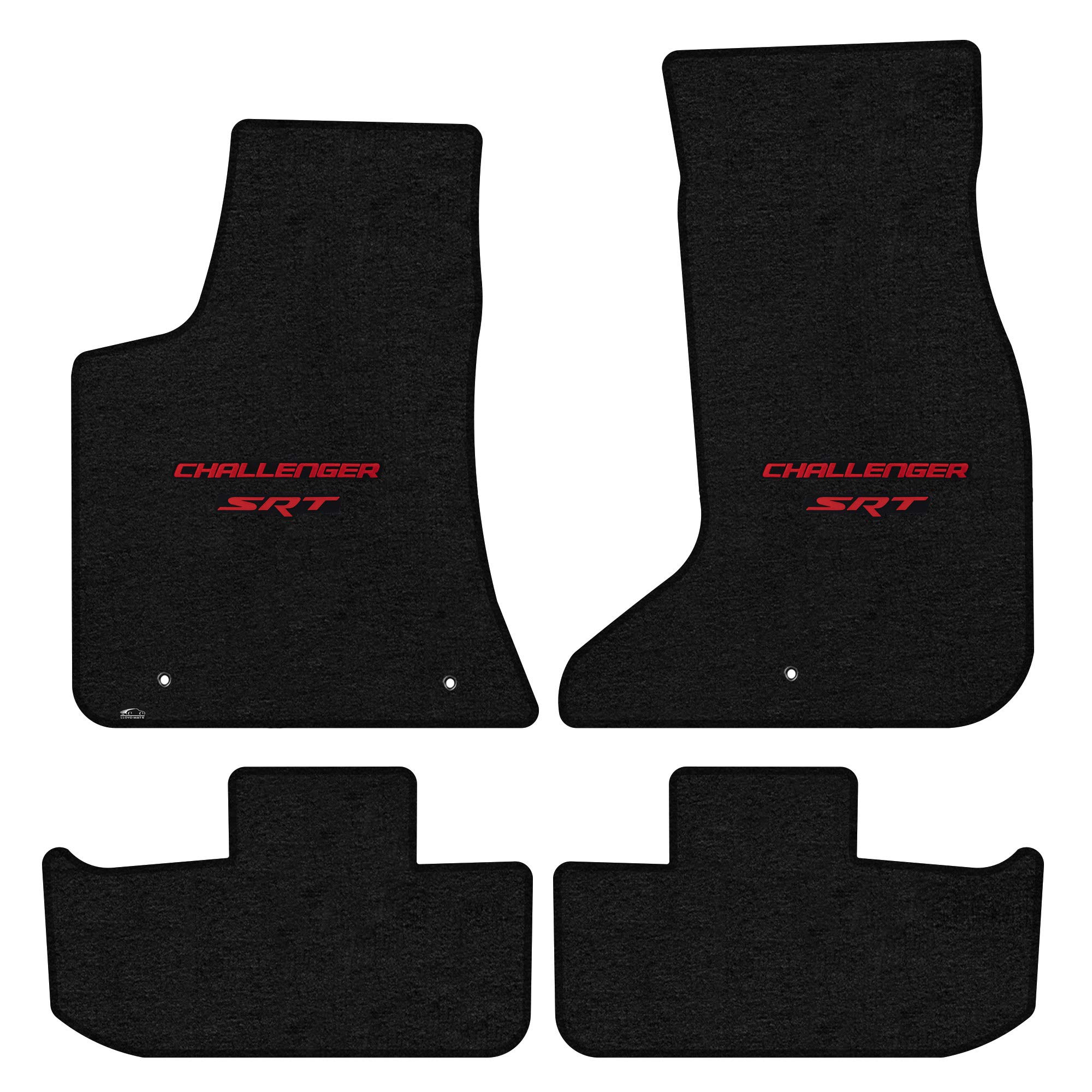 Premium Custom-Fit Carpeted Floor Mats for Dodge Challenger 2017-ON/AWD - Luxury Car Floor Liners (4-Piece Set, Charcoal with Red 'Challenger SRT' Logo) - Perfect for Daily Commuting, Road Trips & Vehicle Protection