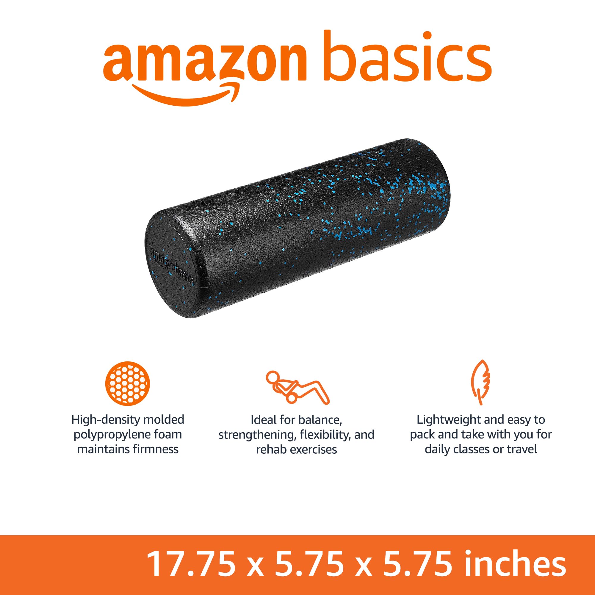 Amazon Basics High-Density Foam Roller for Muscle Recovery, Yoga, Workout & Physical Therapy - Perfect for Post-Workout Massage, Stretching & Pain Relief