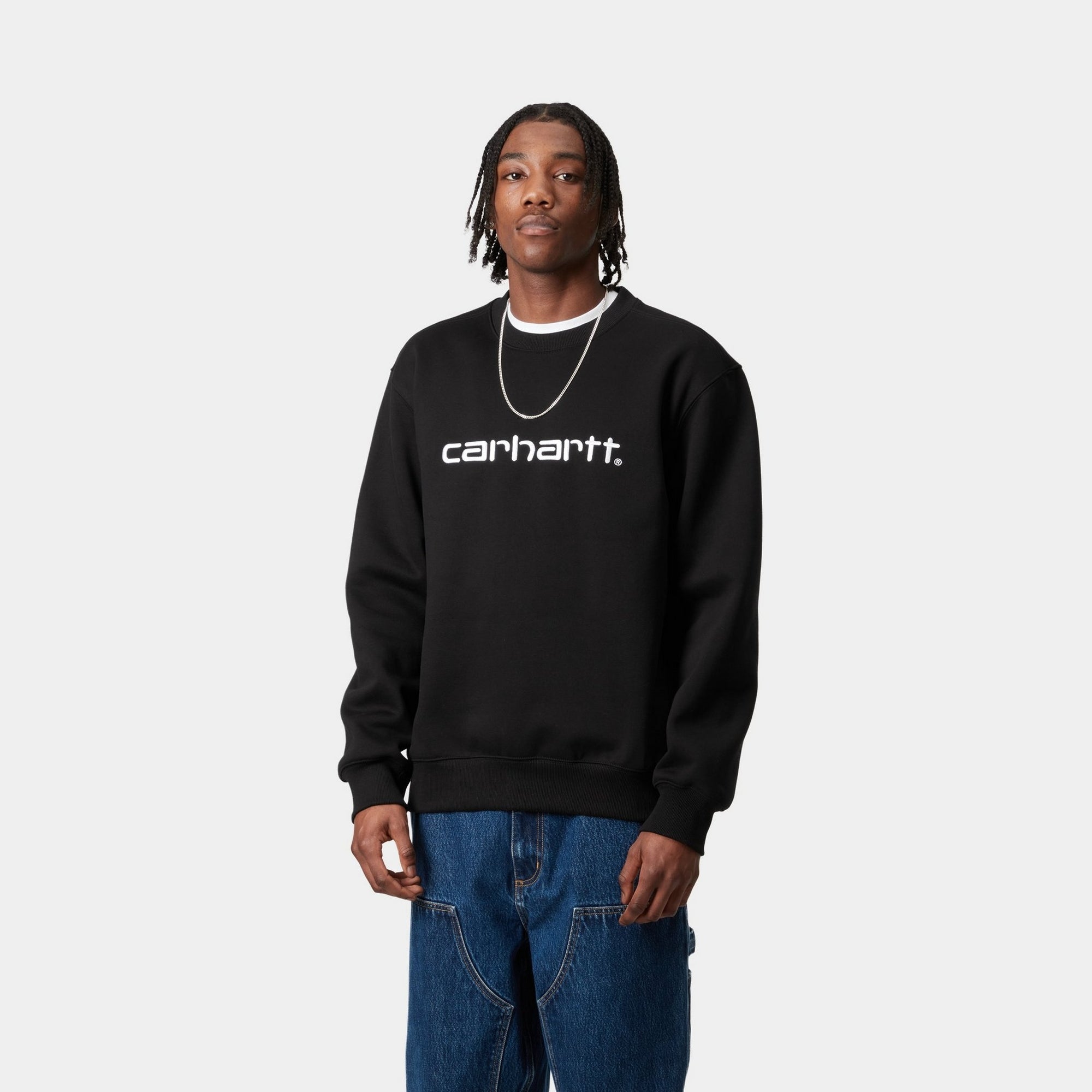 Carhartt Men's Heavyweight Sweatshirt - Black & White | Durable Cotton Pullover for Work, Outdoor & Casual Wear