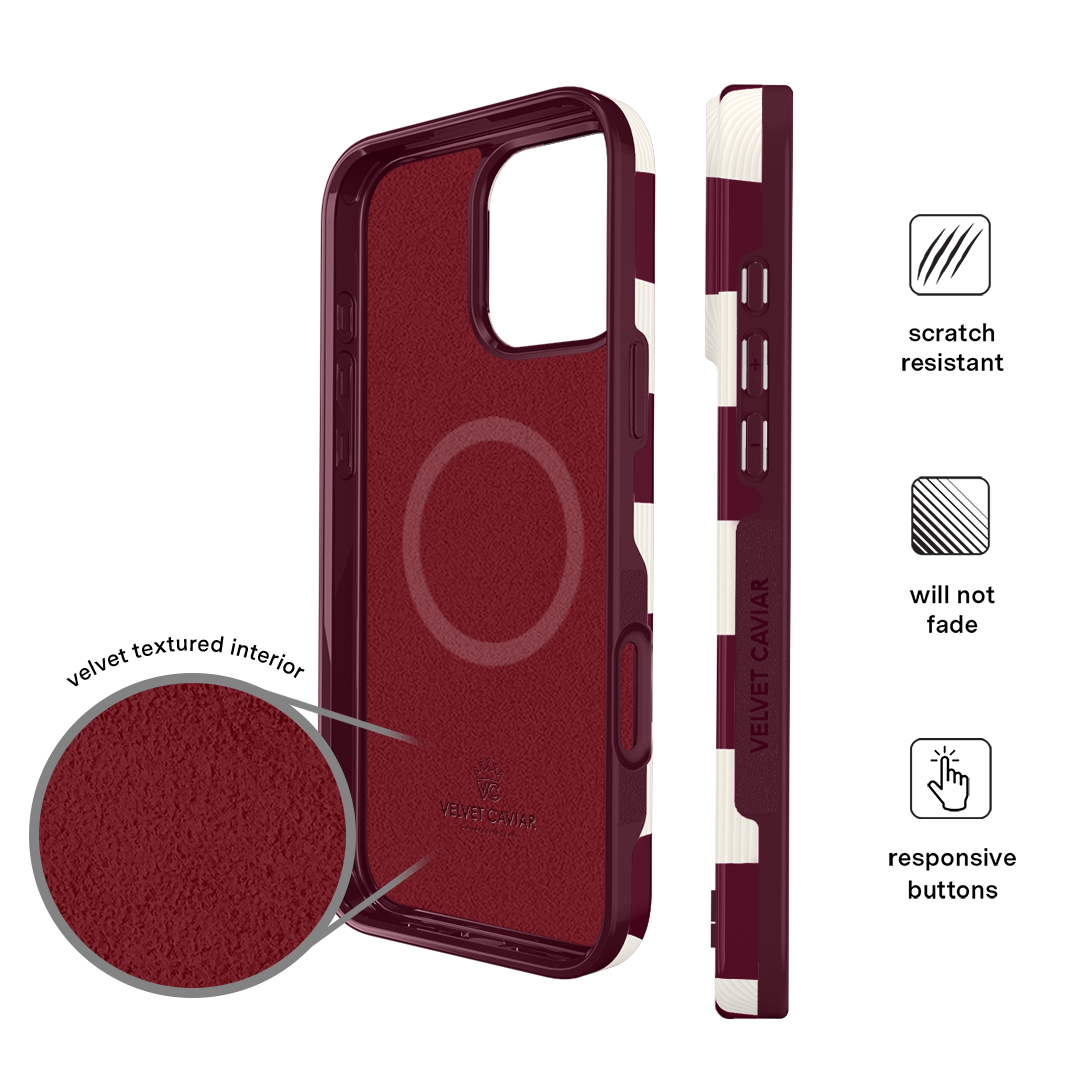 Burgundy Vibe Check iPhone Case - Shockproof Protective Cover for iPhone 13/14/15 Pro Max - Stylish Slim Design with Grip - Perfect for Daily Use, Travel & Outdoor Activities
