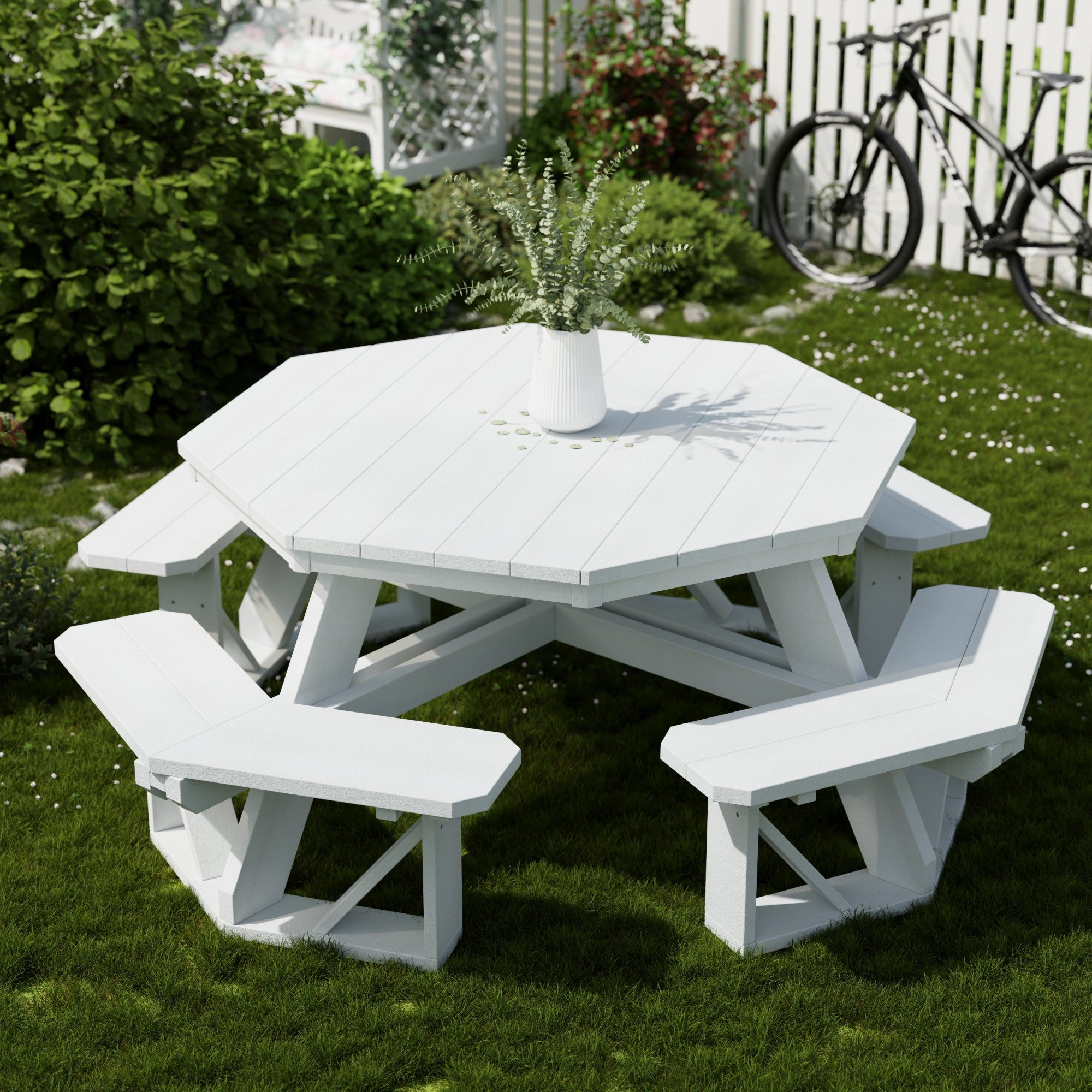 Heritage Octagon Picnic Table - 8-Person Outdoor Dining Set for Backyard, Patio, Garden, Park & Camping - Durable All-Weather Wooden Picnic Bench