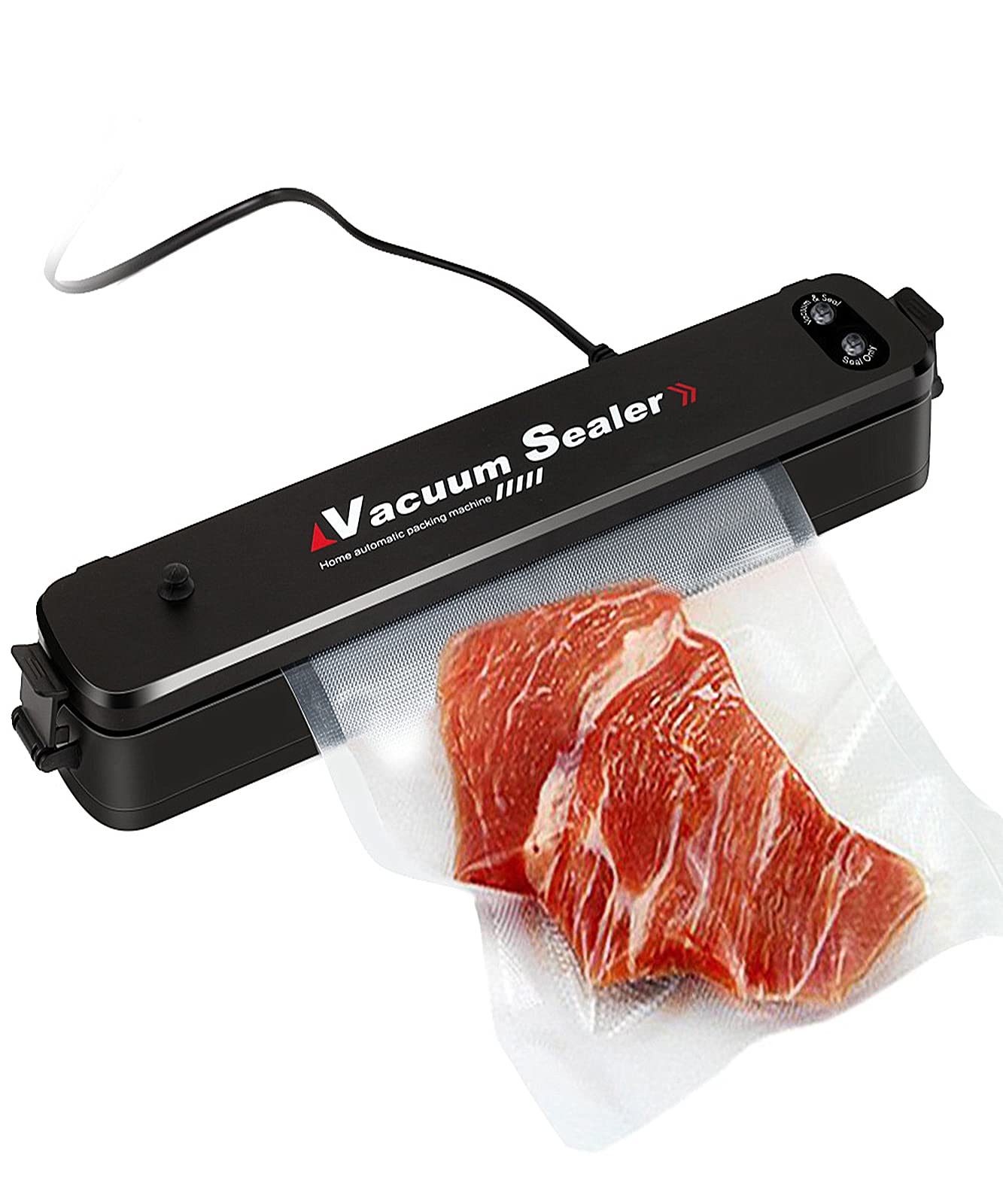 CJC Automatic Vacuum Air Sealing System Machine - 60KP Food Vacuum Sealer with 10 Seal Bags, Black, 110V | Perfect for Meal Prep, Sous Vide & Food Storage