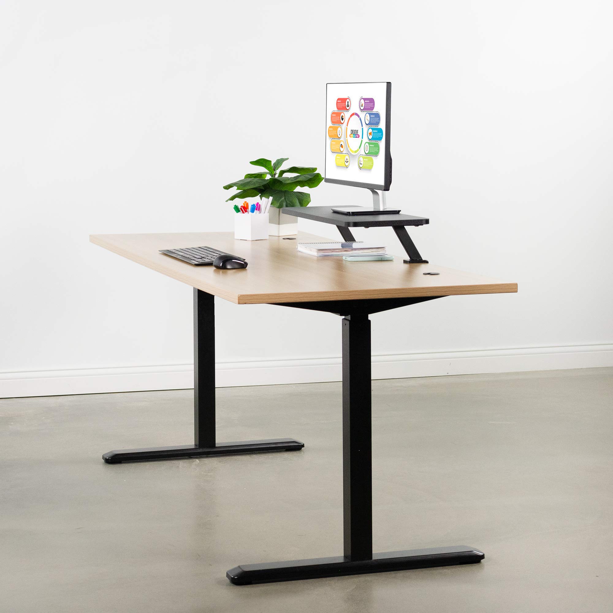 VIVO Black 26 Inch Clamp-On Ergonomic Monitor Stand Riser - Adjustable Desk Shelf Organizer for Single Computer Screen or Laptop | Perfect for Home Office, Gaming Setup & Workspace Organization