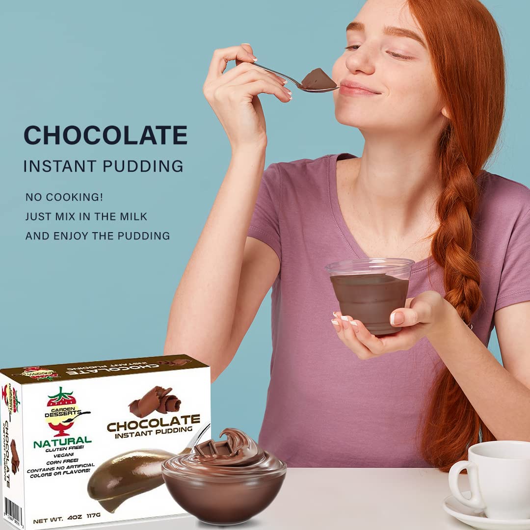Garden Desserts All Natural Instant Chocolate Pudding Mix - Vegan, Gluten Free, Kosher Certified (4 Oz, 3 Pack) | Perfect for Quick Desserts, Baking, Snacks & Party Treats