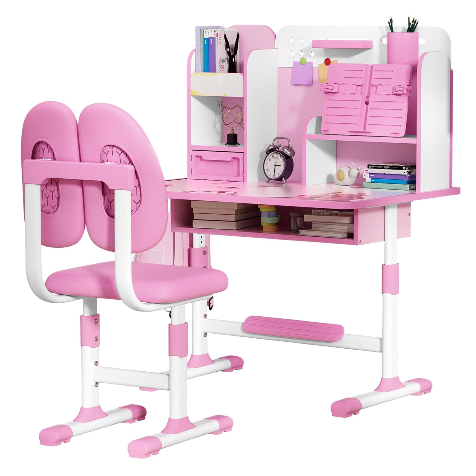 Adjustable Kids Desk & Chair Set with Storage - Study & Art for Bedroom