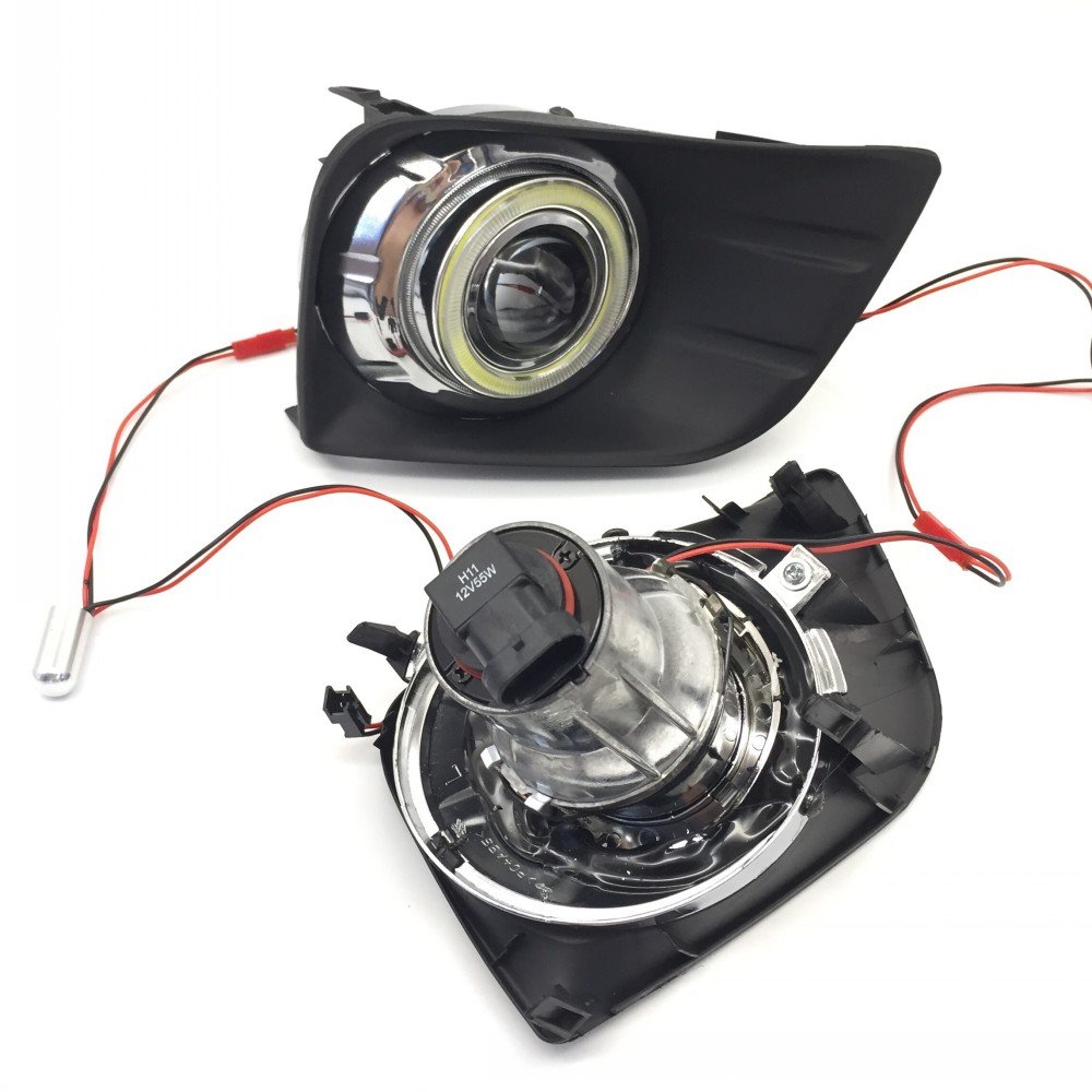 LED Angel Eyes DRL Fog Lights for 2010-2012 Toyota Land Cruiser Prado LC150 FJ150 J150 - Bright White Daytime Running Lights with Halo Ring - Perfect for Off-Roading, Night Driving & Car Customization