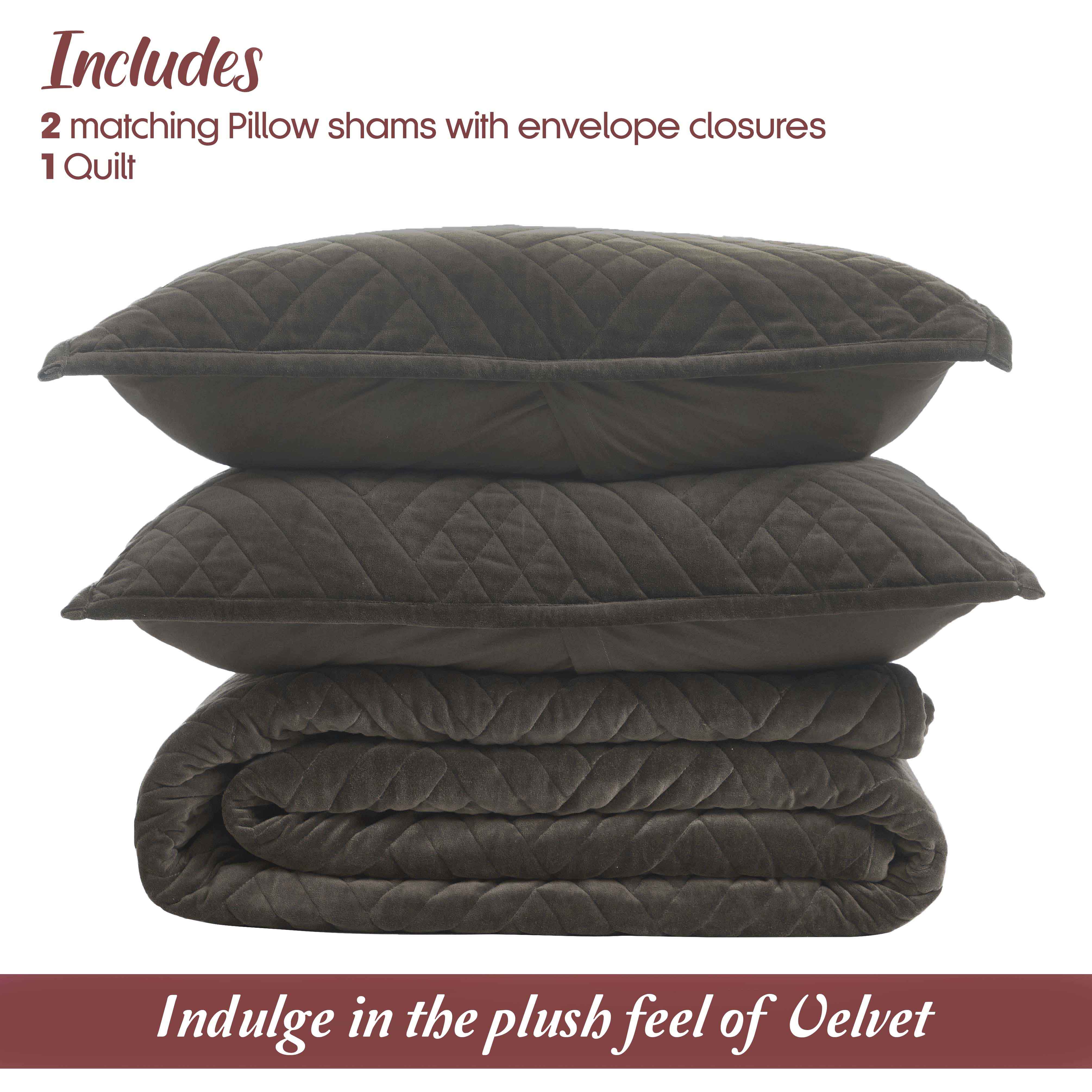 Karina Cotton Velvet Lightweight Quilt and Sham Set - Soft Bedding for All Seasons | Perfect for Bedroom, Guest Room & Dorm Decor