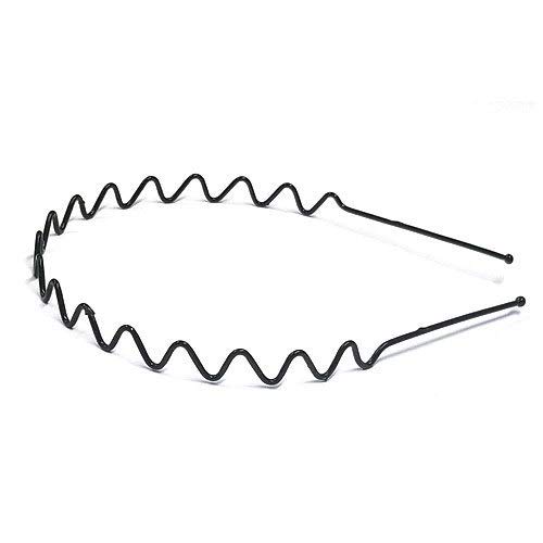 MOOLYAVAAN Non-Slip Zigzag Metal Hairband for Sports & Fitness - Flexible Wavy Headband for Men & Women - Pack of 2 Black Unisex Hair Accessories (Perfect for Running, Yoga & Workouts)