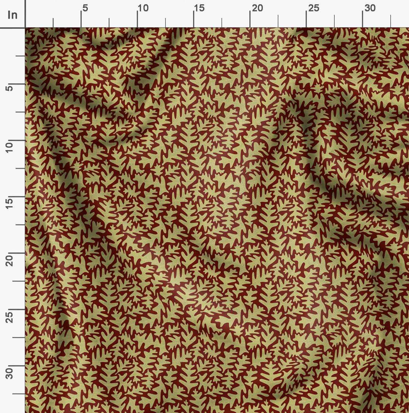 Soimoi Moss Georgette Red Fabric by The Yard - 42 Inch Wide Leaves Print Fabric for Dresses, Scarves & Home Decor | Nature-Inspired Elegant Printed Fabric for DIY Fashion & Interior Design Projects