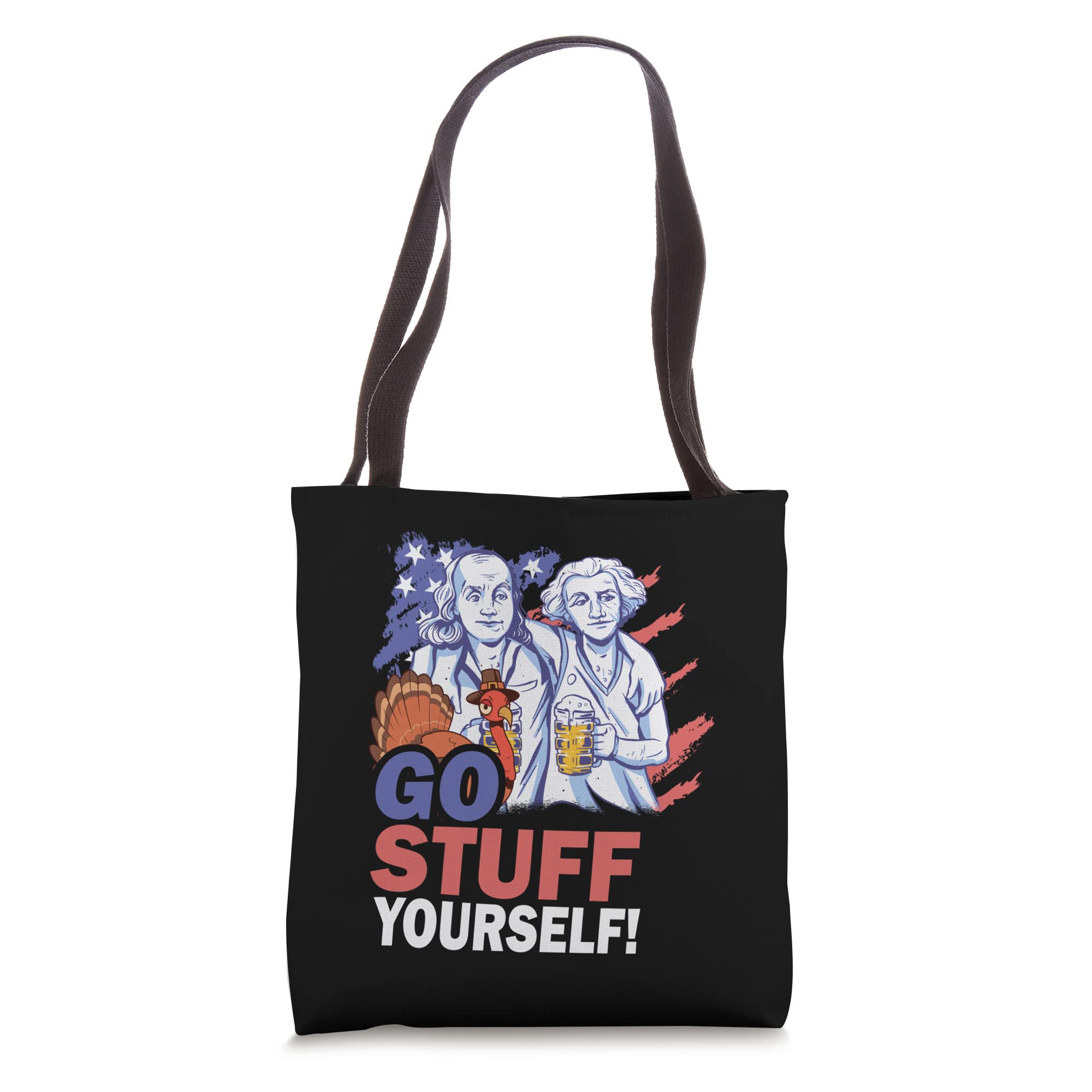 Funny Thanksgiving Tote Bag for Men - 'Go Stuff Yourself' Beer & Turkey Design - Perfect for Holiday Parties, Gifts & Grocery Shopping