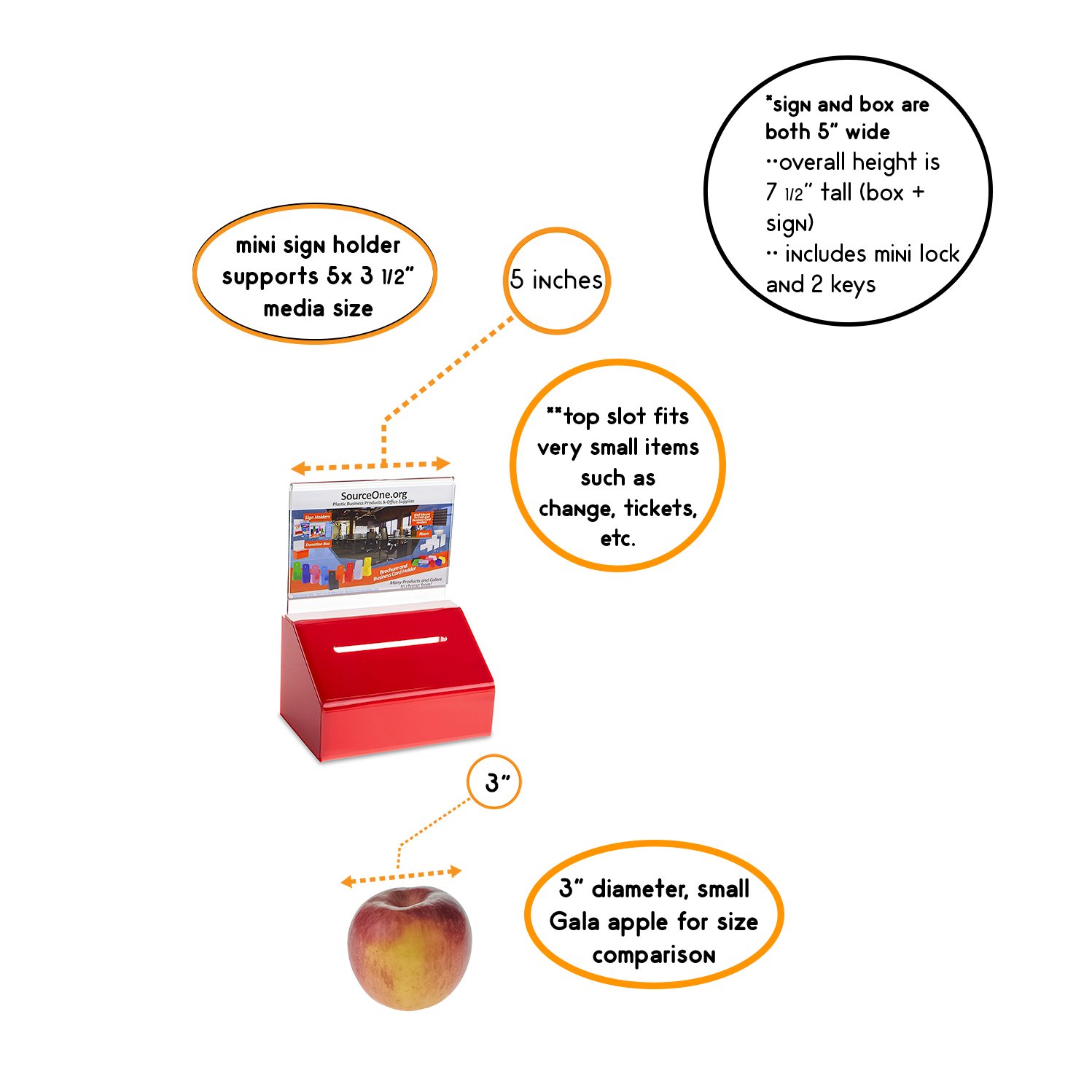 SOURCEONE.ORG Heavy Duty Acrylic Donation Box with Lock & Sign Holder - Secure Ballot, Fundraising, Event Voting & Charity Collection Box