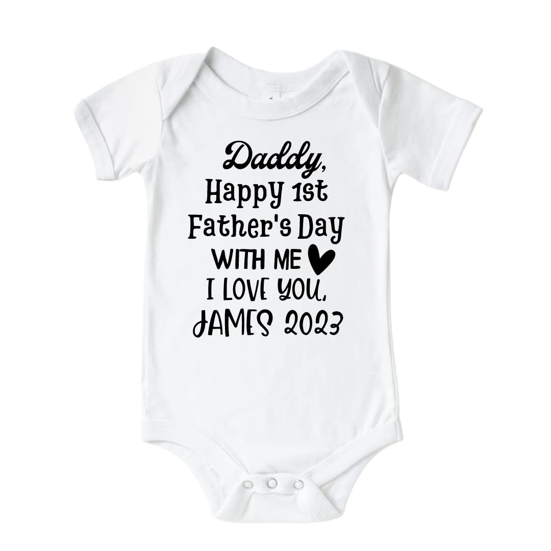 Personalized First Father's Day Onesie - 'Daddy's First Father's Day' Baby Boy Outfit, Custom Gift from Baby Girl, Daughter, Son or Wife | Perfect 1st Father's Day Celebration Outfit for New Dads & Special Family Moments