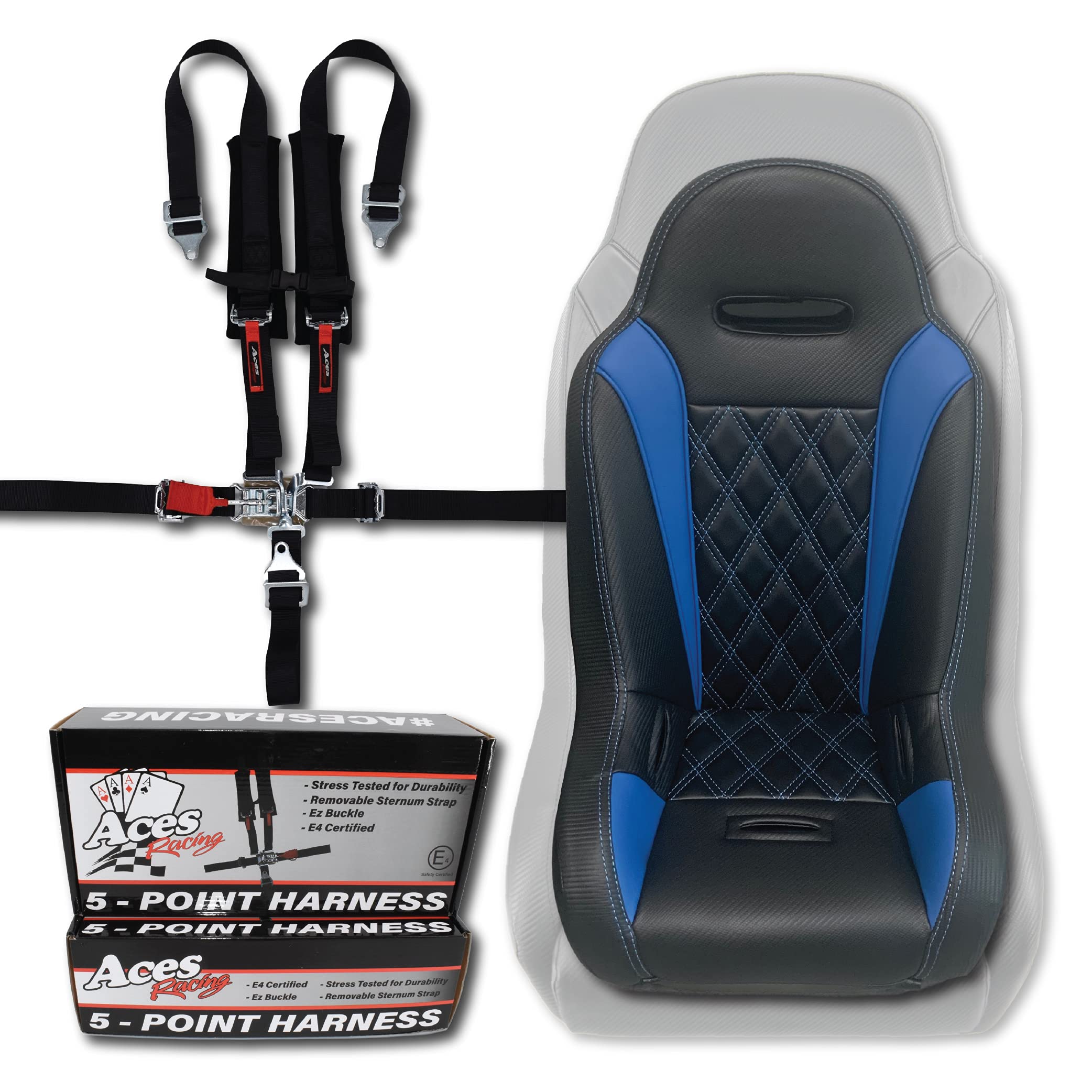 UTV Junior Seat - Universal Fit for Stock & Aftermarket Seats - Blue with Black 5-Point Harness - Safe Off-Roading for Kids - Perfect for Youth ATV, Side-by-Side & UTV Adventures