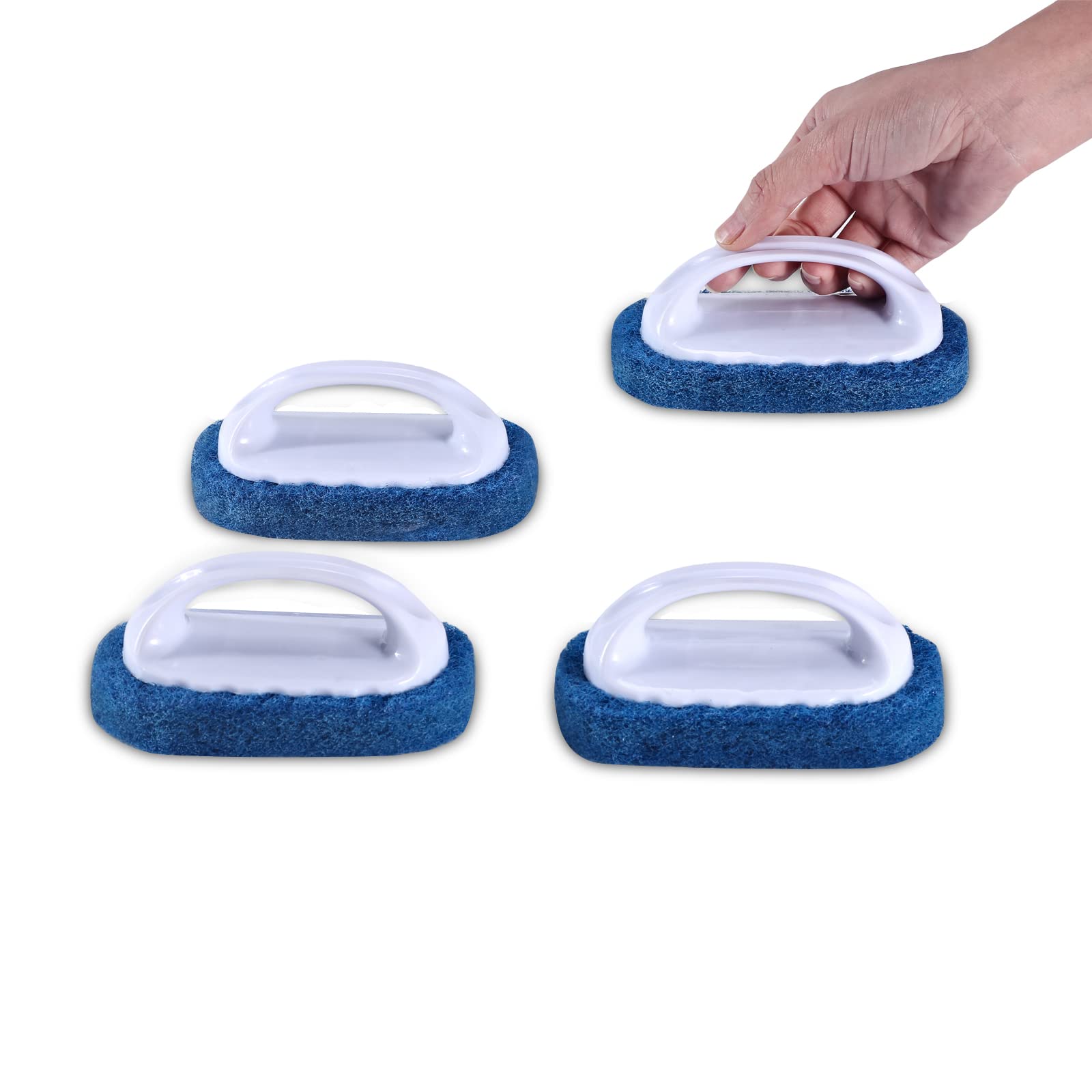 4-Piece Scouring Pad Brush Set with Handle - Heavy Duty Dish Scrub Brush, Bathroom Cleaning Brush & Sink Scrubber - Perfect for Kitchen, Bathroom & Household Cleaning