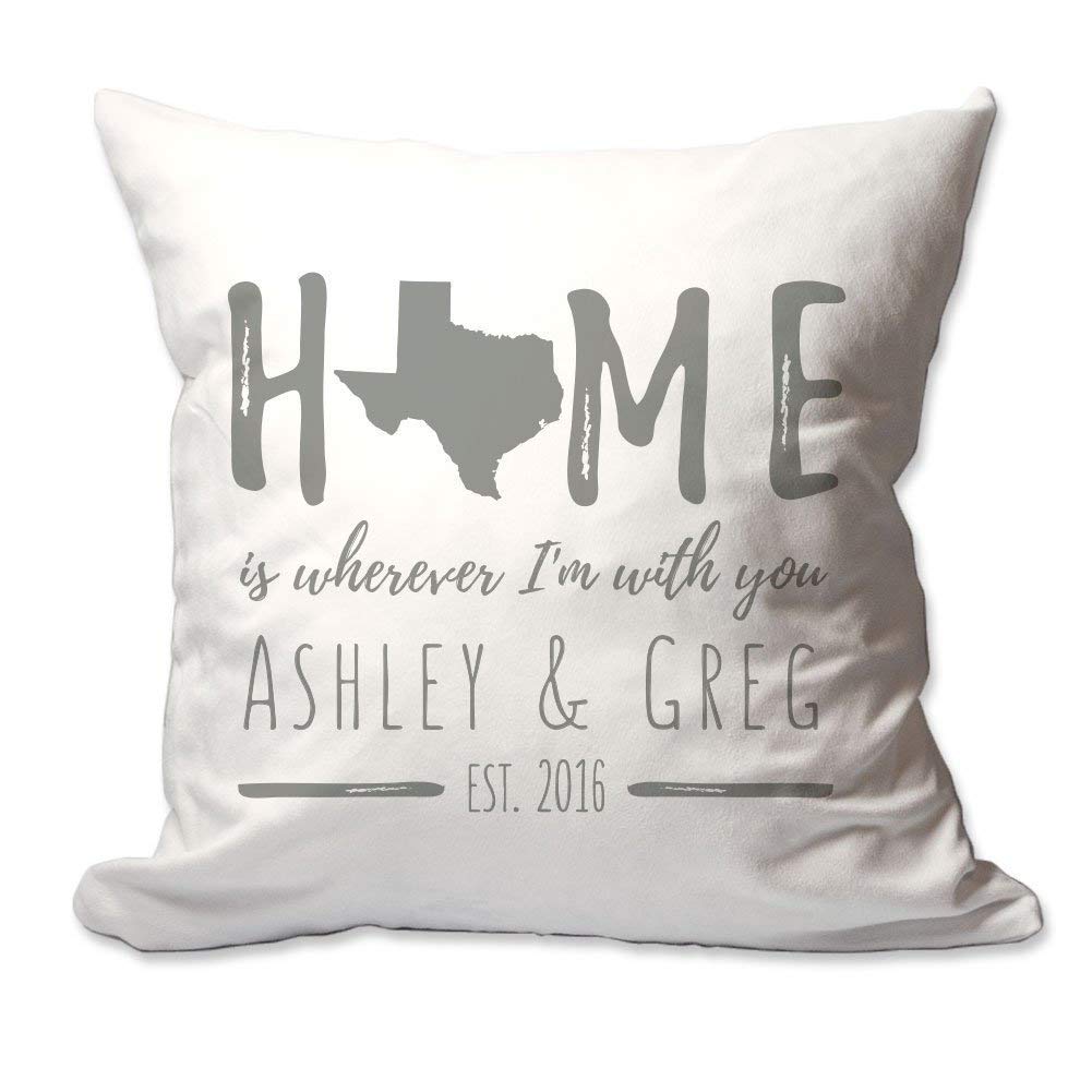 Personalized Texas Home is Wherever I'm with You Throw Pillow Cover - 17x17 Inch Decorative Pillow Case (No Insert) - Perfect for Living Room, Bedroom & Home Decor