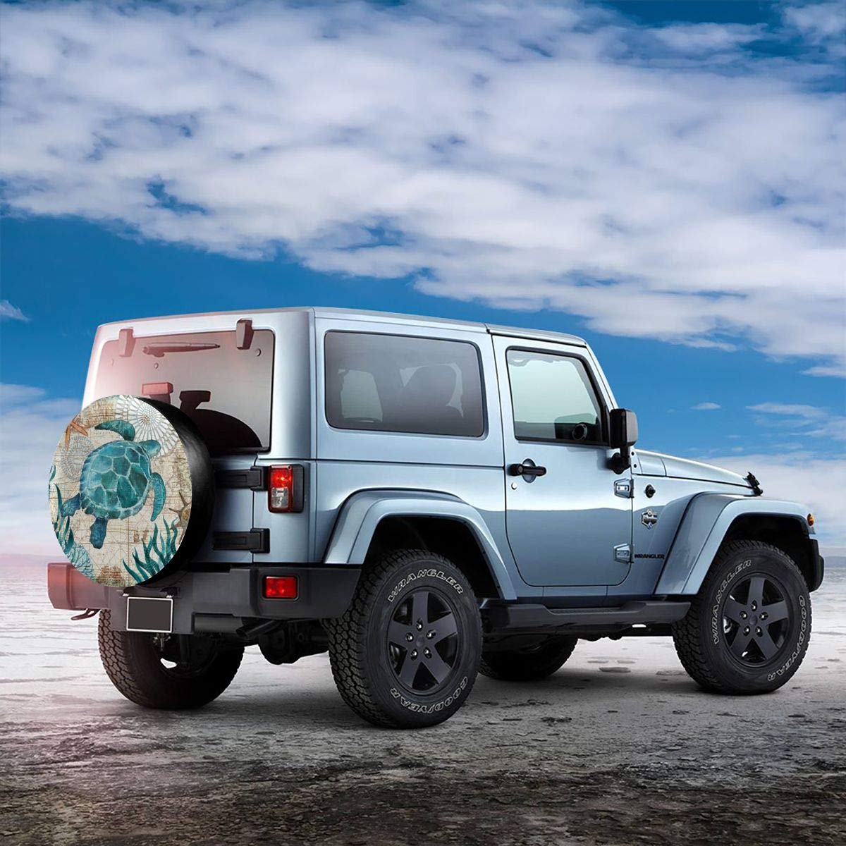 Premium 14-17 Inch Spare Tire Cover with Sea Turtle Design - UV Resistant, Dustproof & Corrosion Proof for Jeep, Trailer, RV & Truck - Perfect for Outdoor Adventures & Road Trips