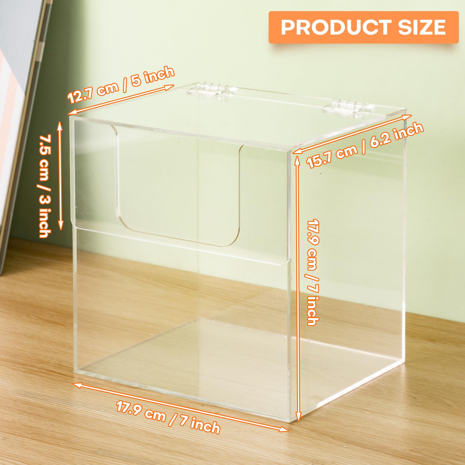 **Noverlife Clear Acrylic Disposable Face Towel Storage Box with Lid - 7x6x7in XL Towel Dispenser Case for Vanity, Bathroom & Spa - Organize Facial Towels, Skin Club Essentials & Beauty Accessories**