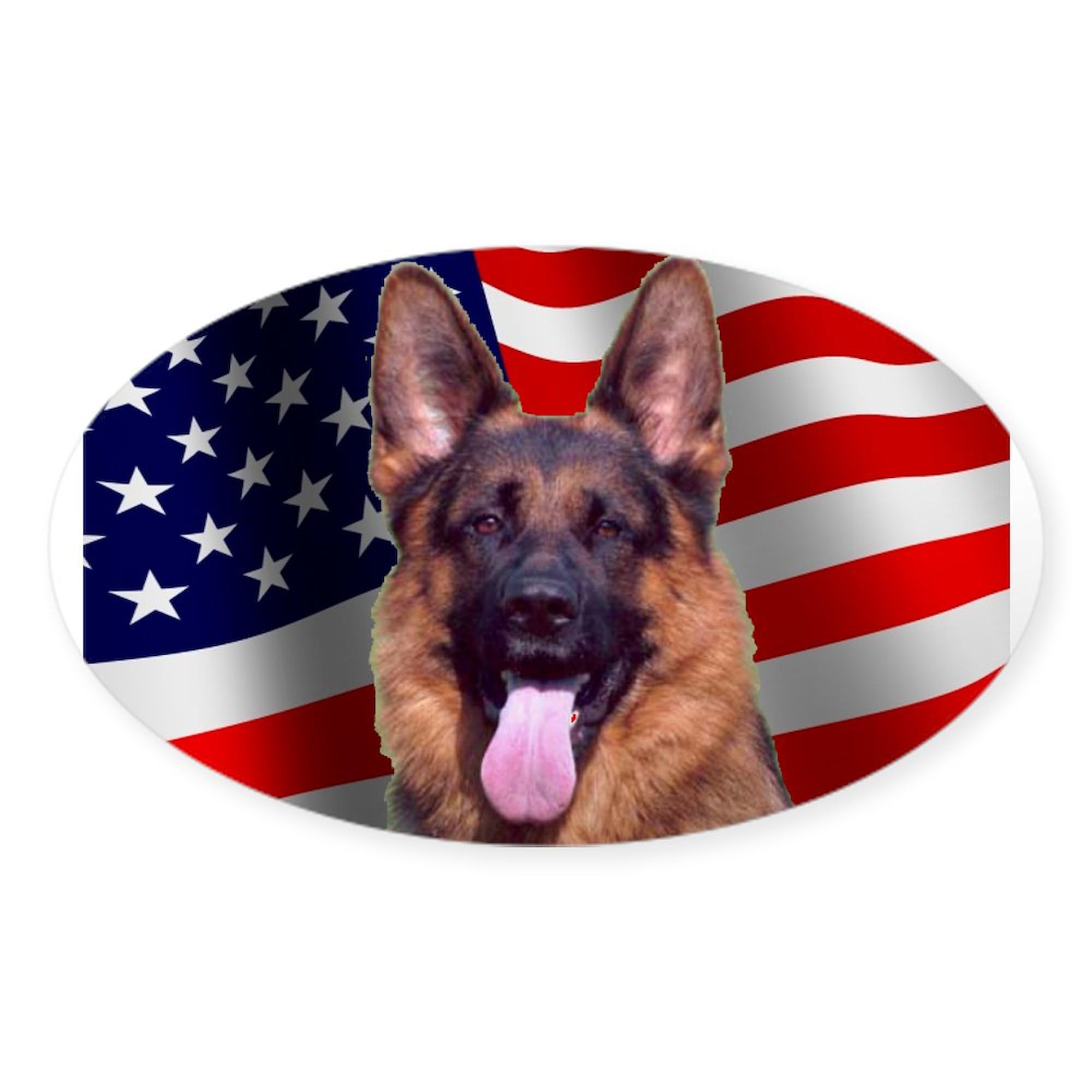 Patriotic German Shepherd Rectangle & Oval Car Bumper Stickers - Decals for Cars, Trucks, Laptops, Windows | Show Your American Pride with Dog Lover Gifts