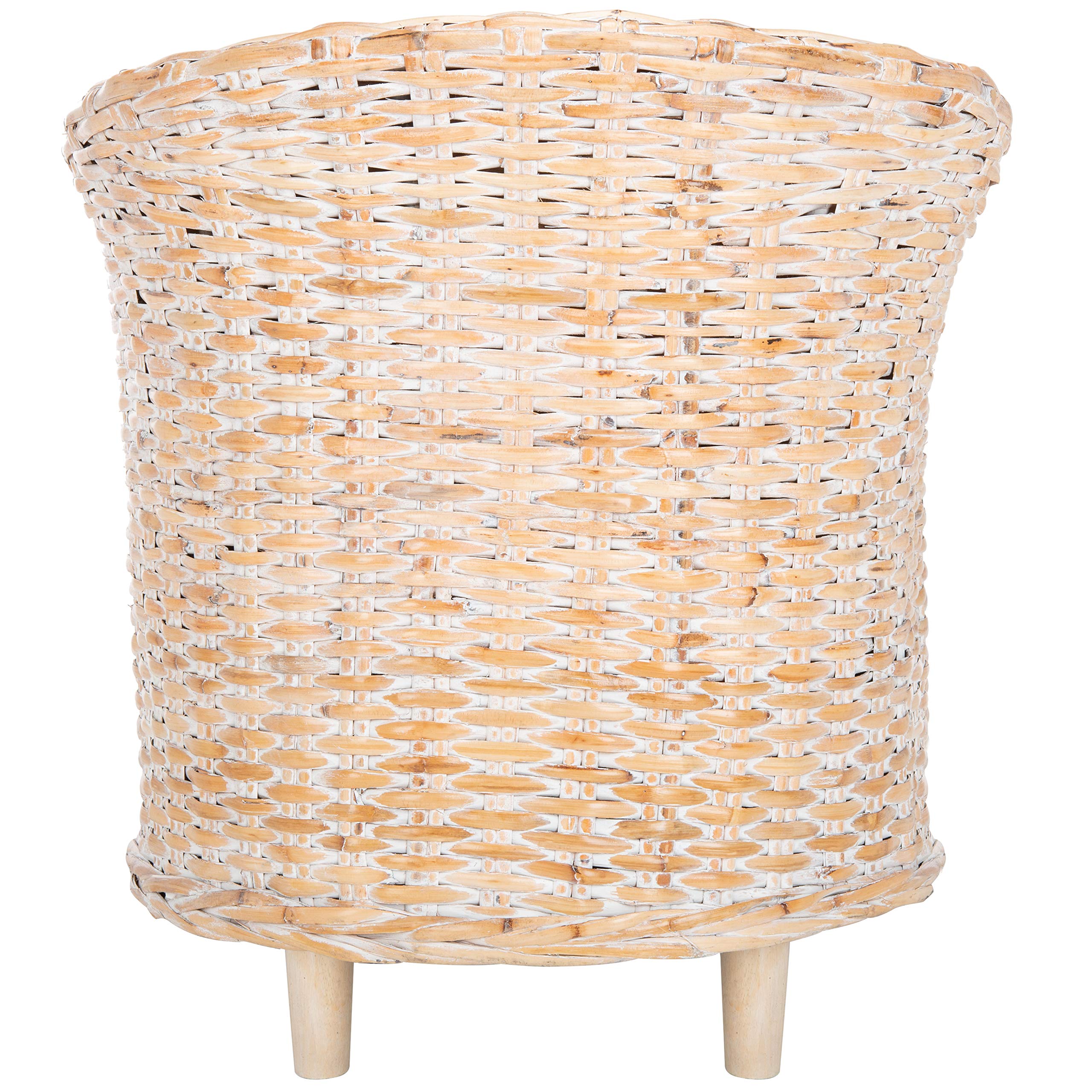 Safavieh Home Omni 18-inch Natural White Wash Rattan Barrel Chair - Stylish Woven Accent Chair for Living Room, Bedroom, or Patio Decor