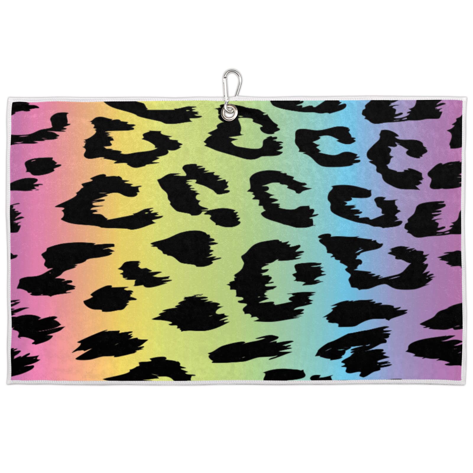 Premium Leopard Print Golf Towel - Soft Microfiber Animal Print Golf Accessory with Heavy Duty Carabiner Clip for Golf Bags | Unisex | Perfect for Golf Courses, Driving Ranges & Sports Clubs