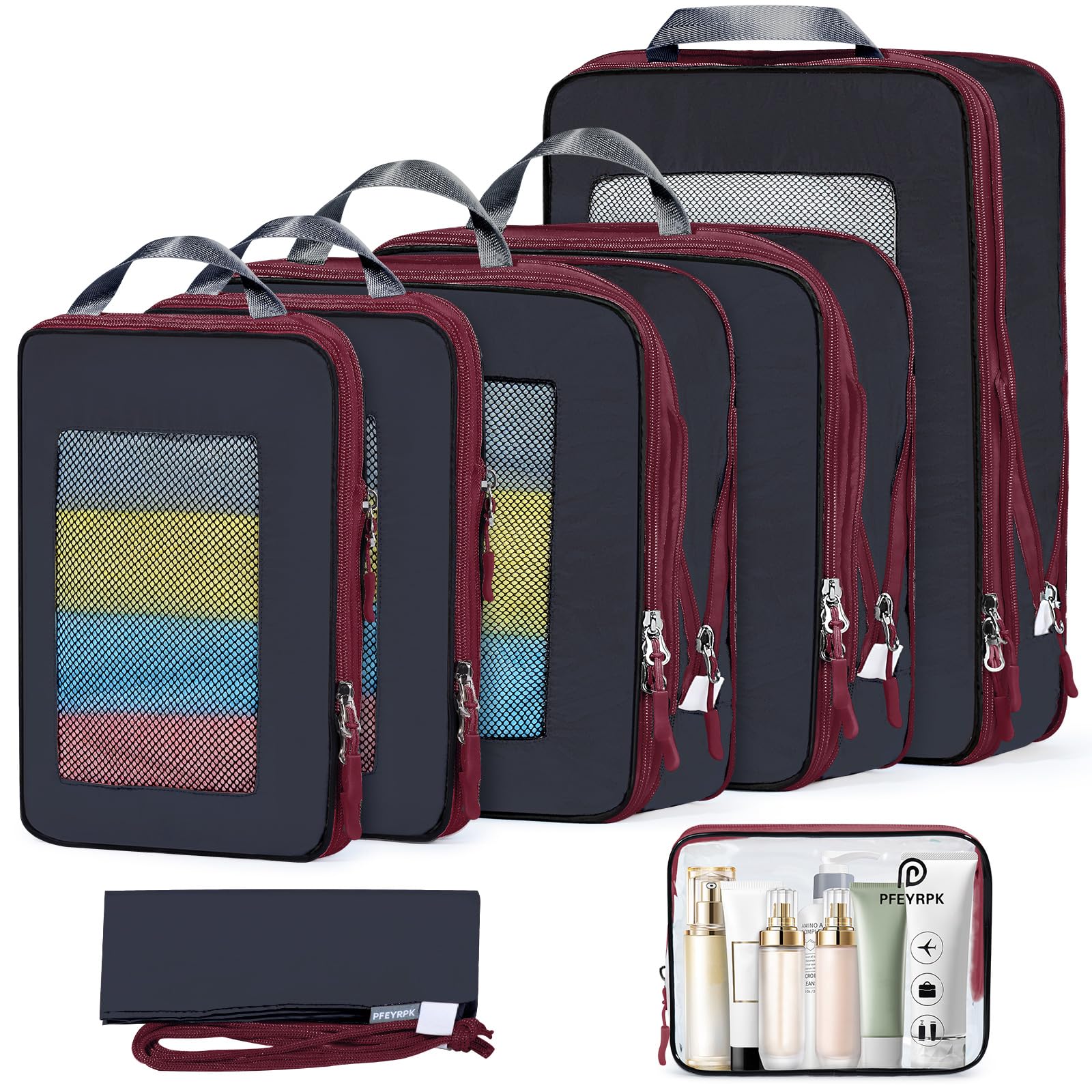7-Piece Set Compression Packing Cubes - Expandable Travel Organizer for Luggage, Suitcase & Backpack - Perfect for Carry-On, Business Trips & Vacation Packing