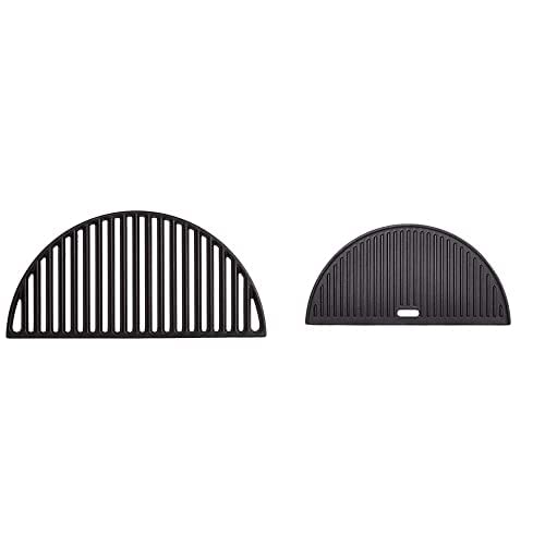 Kamado Joe Classic Joe Half Moon Cast Iron Cooking Grate & Reversible Griddle Bundle - Perfect for Grilling, Smoking, and Outdoor Cooking