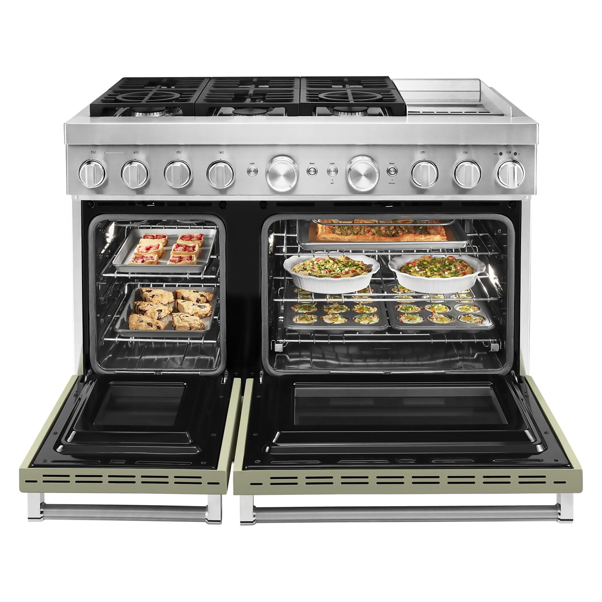 KitchenAid KFDC558JAV 6.3 Cu. Ft. Matte Avocado Smart Dual Fuel Freestanding Range - Professional Gas & Electric Oven with Convection Baking for Home Chefs & Modern Kitchens