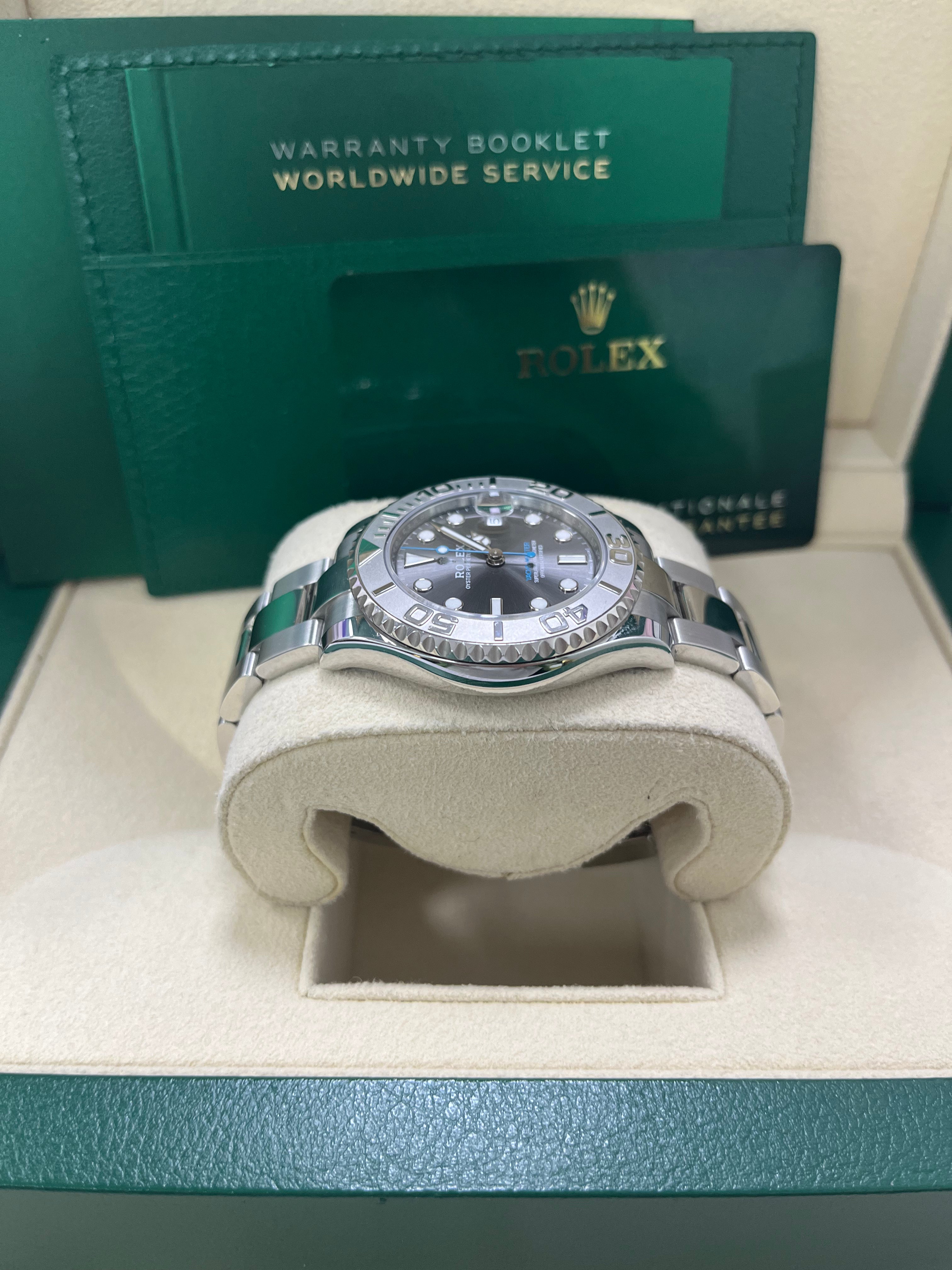 Rolex Yacht Master 37 37mm Rhodium Dial 268622 Stainless Steel with Platinum Bezel - Luxury Watch for Sailing, Business & Formal Occasions