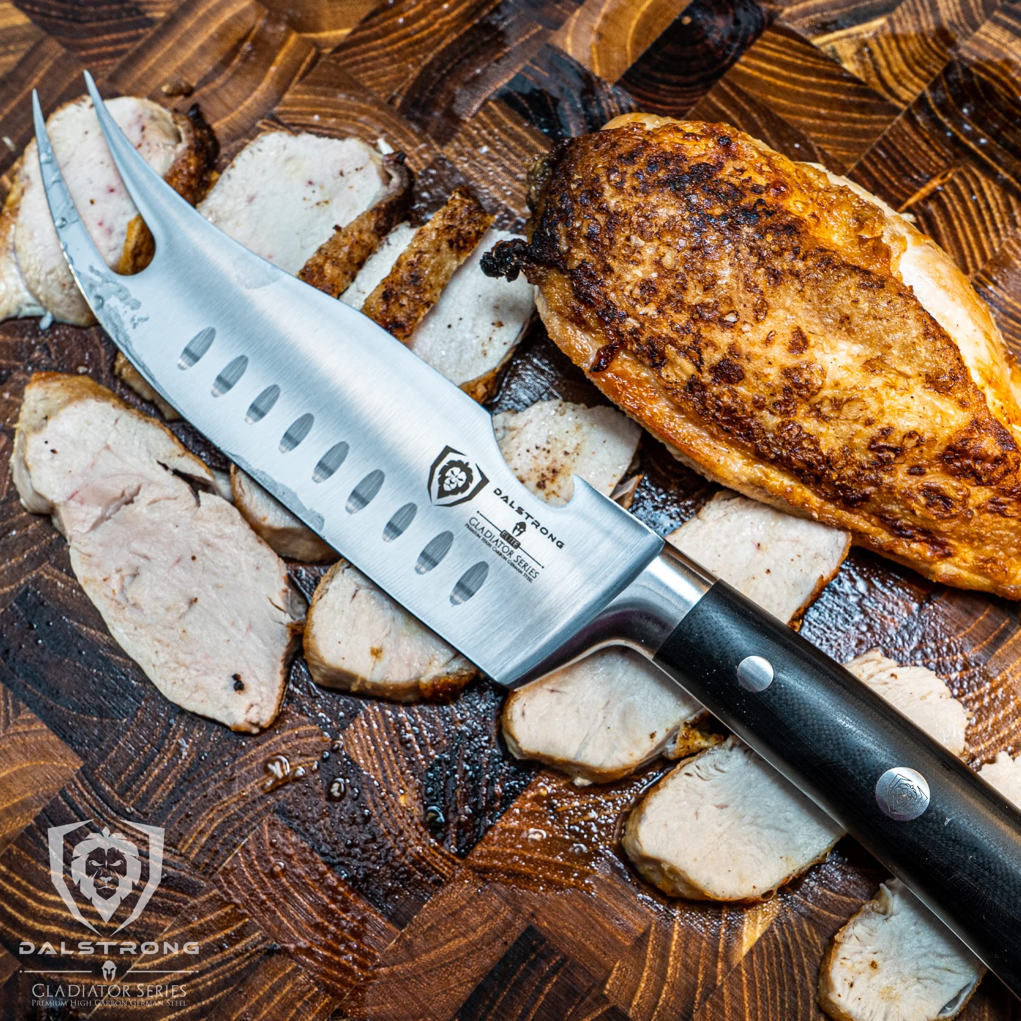 Dalstrong BBQ Pitmaster Meat Knife - 6.5 Inch Forged High Carbon German Steel Knife with Forked Tip & Bottle Opener - Professional Cooking Knife for Grilling, Slicing & Carving - Perfect Gift for Chefs with Black G10 Handle - NSF Certified - Ideal for BBQ, Camping & Outdoor Cooking
